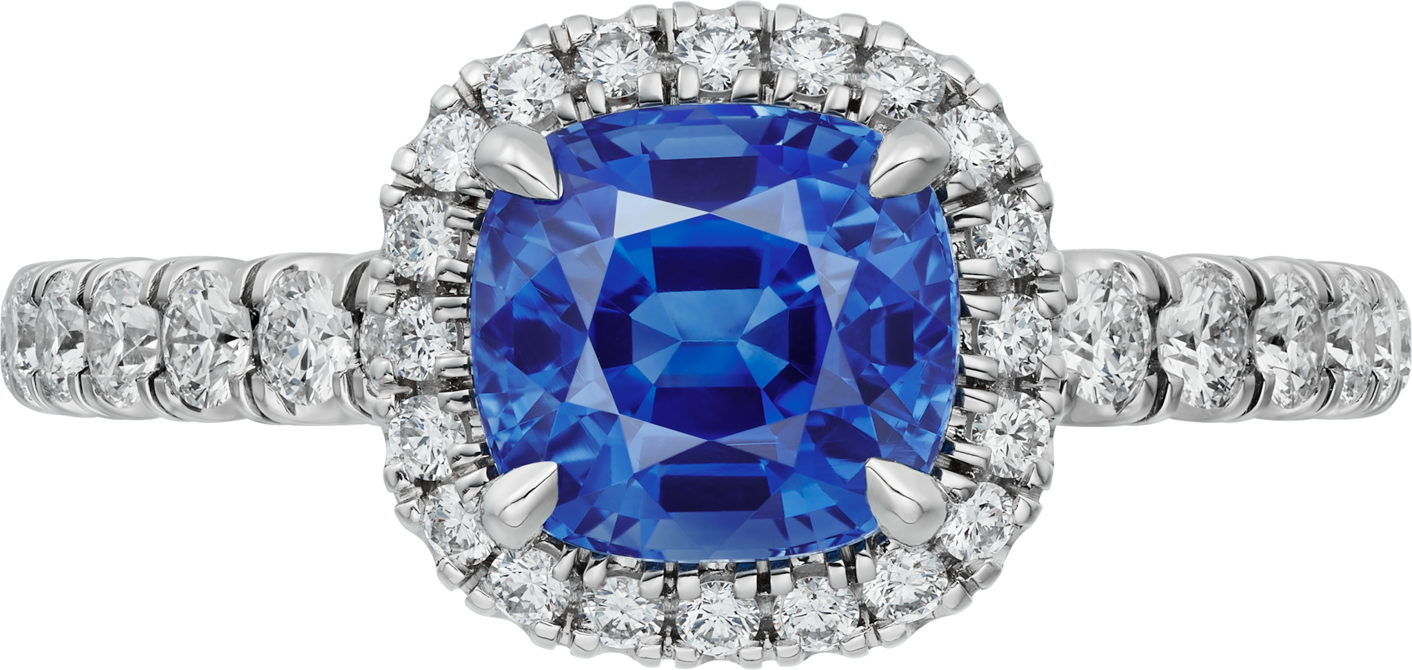 Cartier Destin&eacute;e solitaire, cushion-cut sapphire, paved 