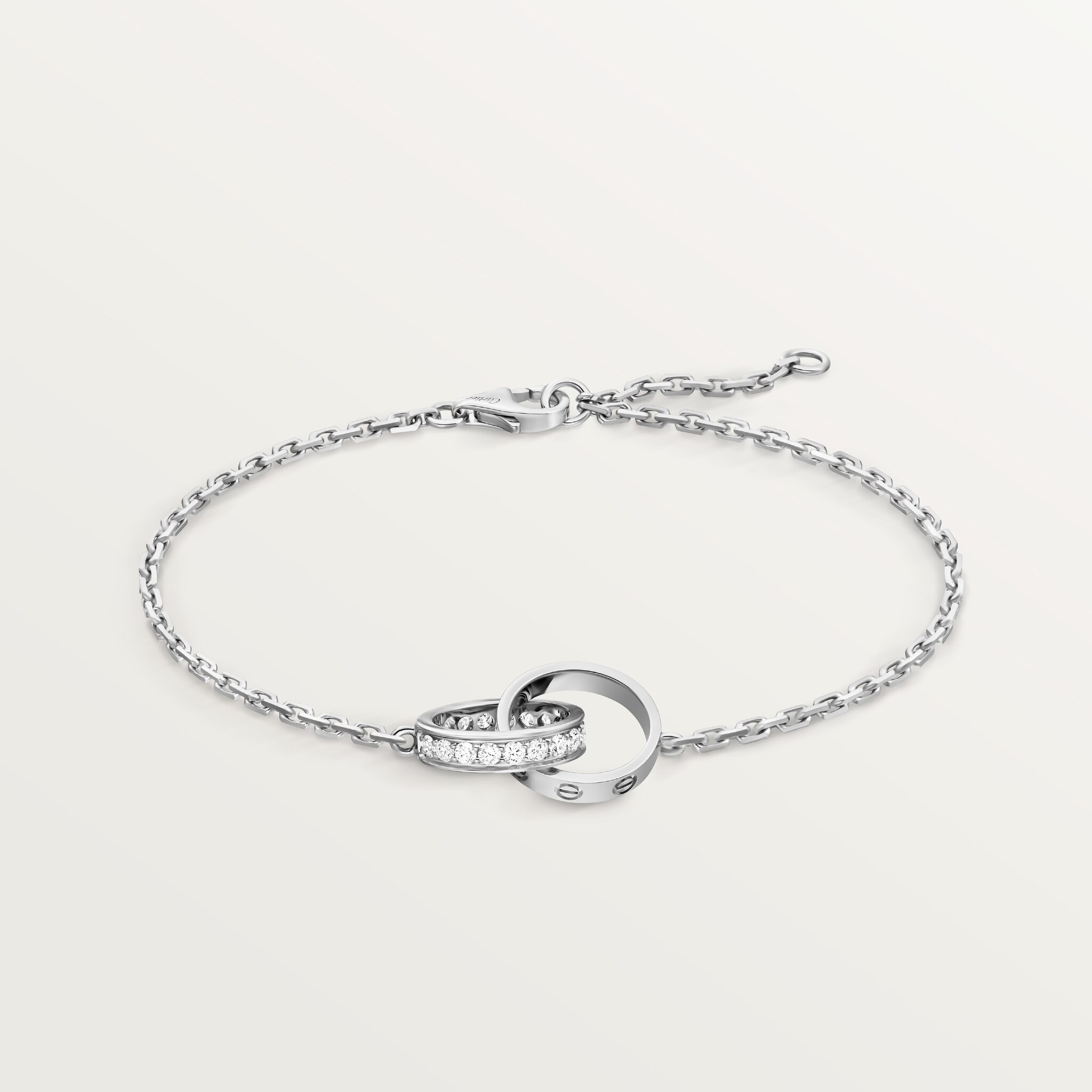 #LOVE# bracelet, on chain, half-paved