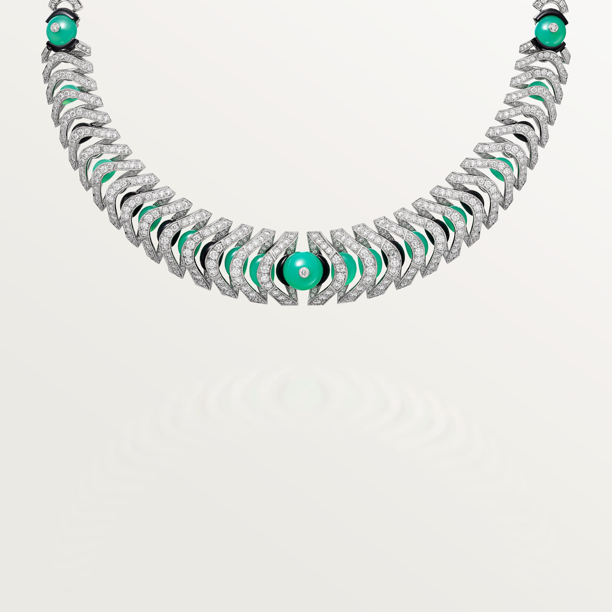 G&eacute;ometrie & Contrastes necklace, chrysoprase, paved, image 6