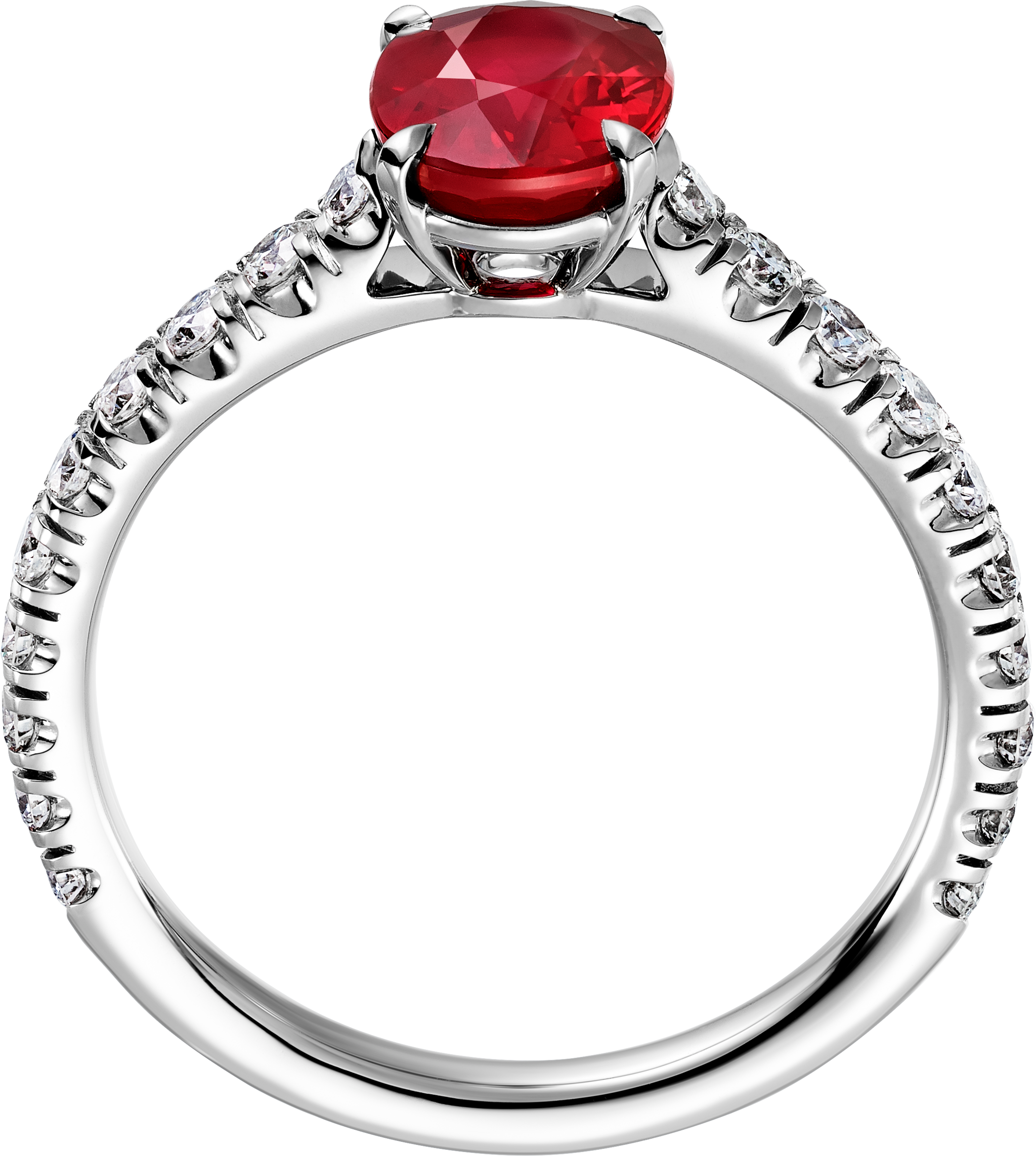 1895 solitaire, oval-cut ruby, paved , image 3