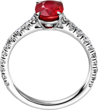 1895 solitaire, oval-cut ruby, paved  1895 solitaire, oval-cut ruby, paved