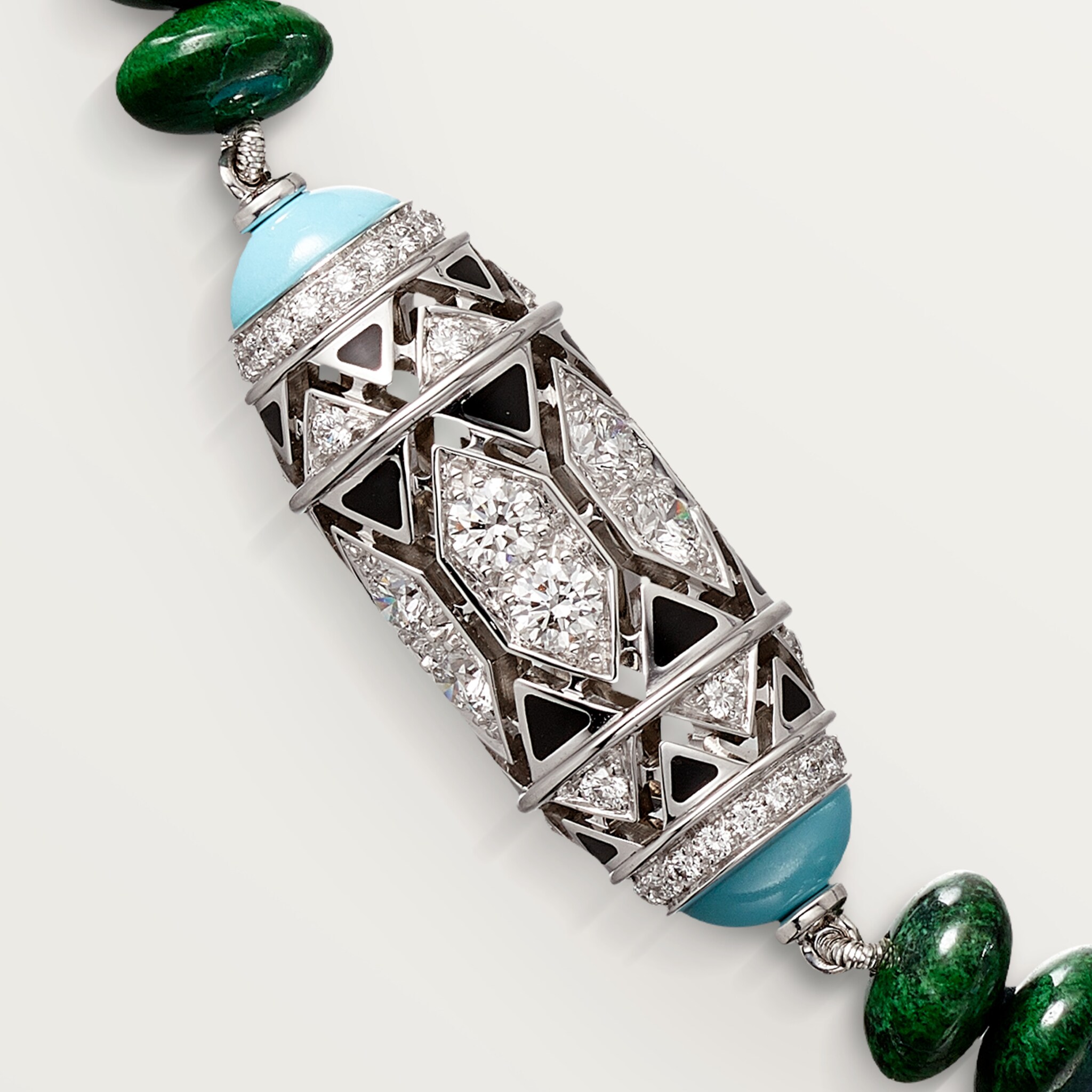 G&eacute;ometrie & Contrastes necklace, chalcedony, paved, image 5