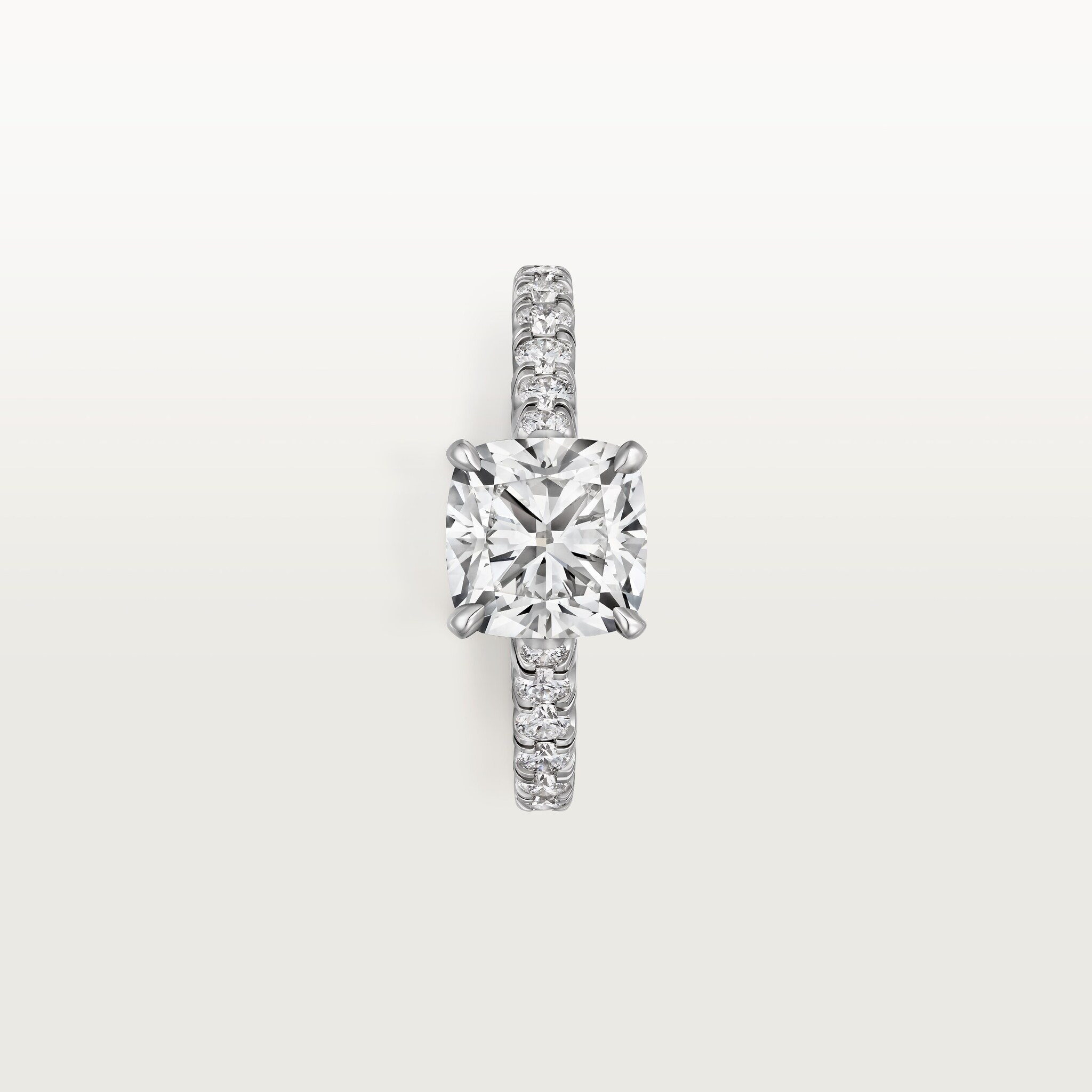 1895 solitaire, cushion-cut diamond, paved , image 7