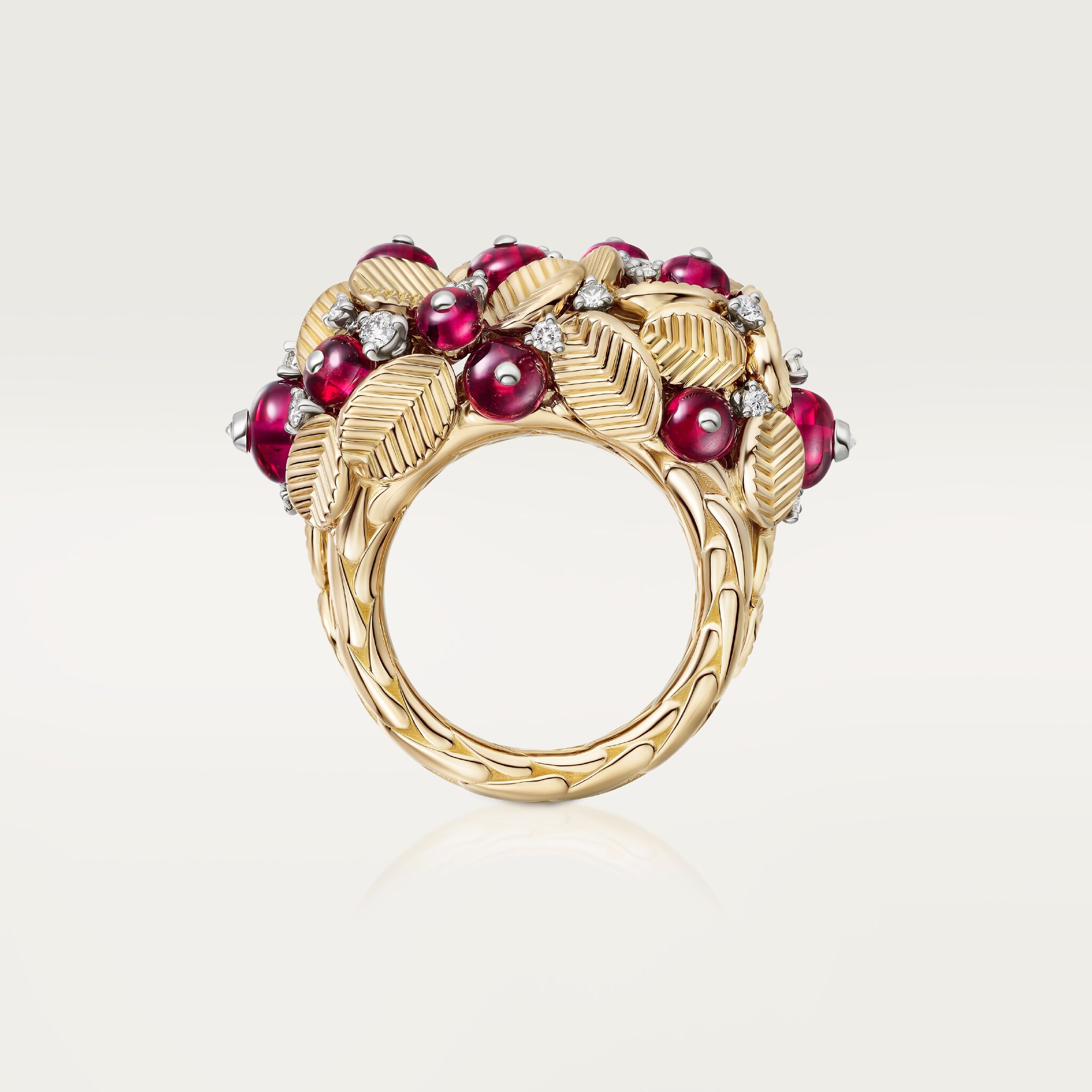 Grain de Caf&eacute; ring, rubellite, semi-paved