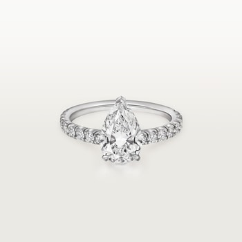 1895 solitaire, pear-shaped diamond, paved 1895 solitaire, pear-shaped diamond, paved
