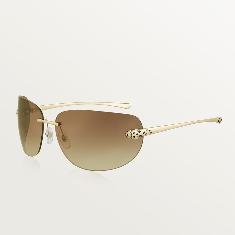 CRESW00538 Panthere de Cartier Sunglasses Smooth golden finish metal graduated brown lenses Cartier