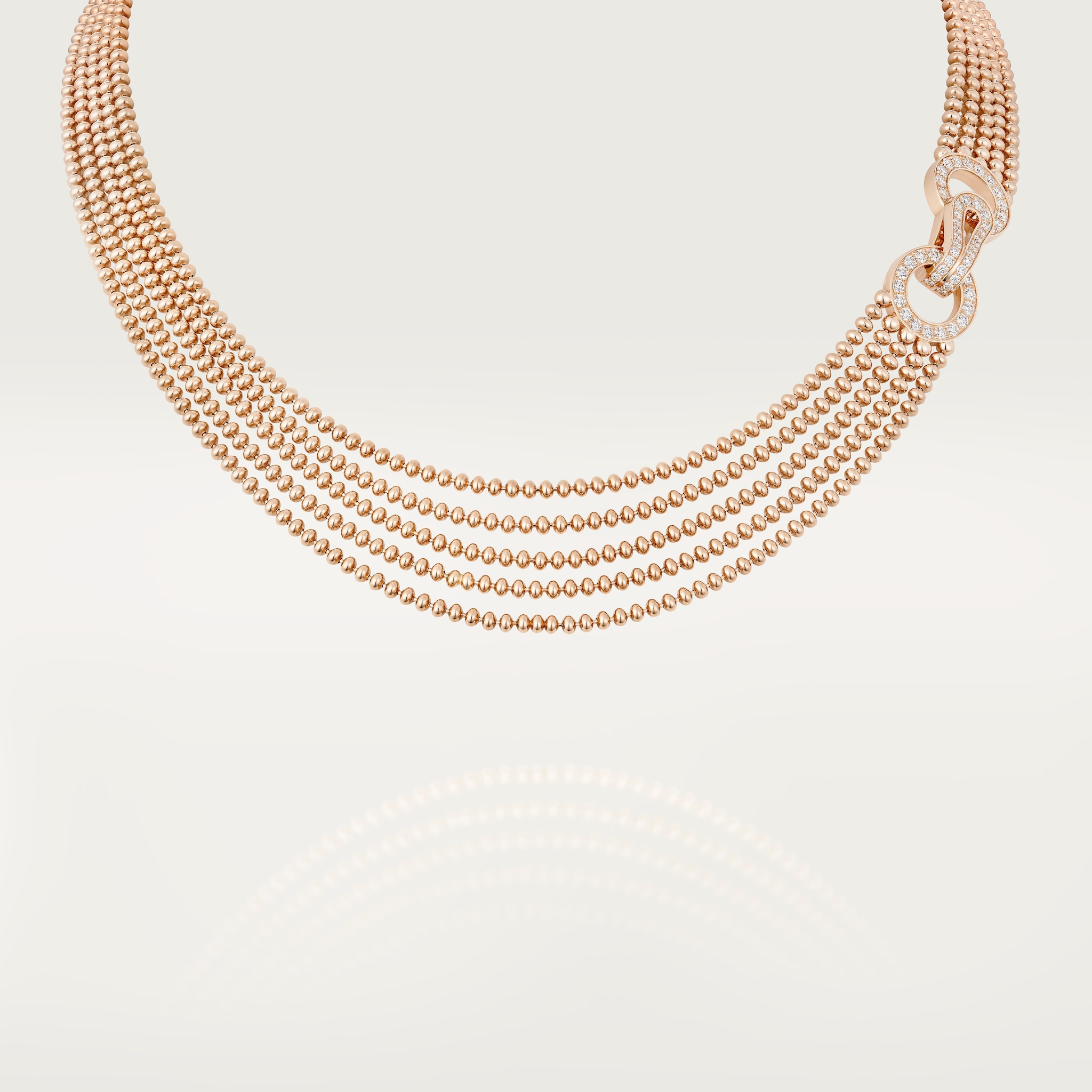 Agrafe necklace, small model, half-paved