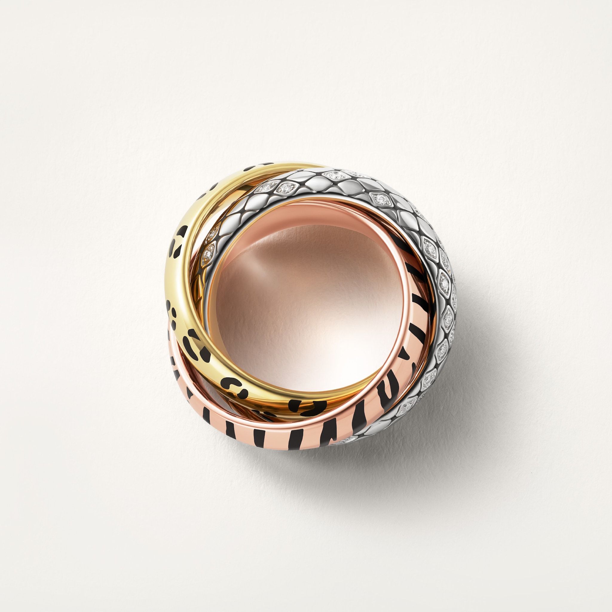 Trinity ring, lacquer, half-paved