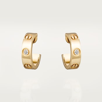 #LOVE# hoop earrings, classic model, 2 diamonds #LOVE# hoop earrings, classic model, 2 diamonds
