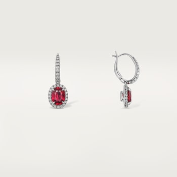 Cartier Destinée sleeper earrings, 2 oval-cut rubies, paved Cartier Destinée sleeper earrings, 2 oval-cut rubies, paved