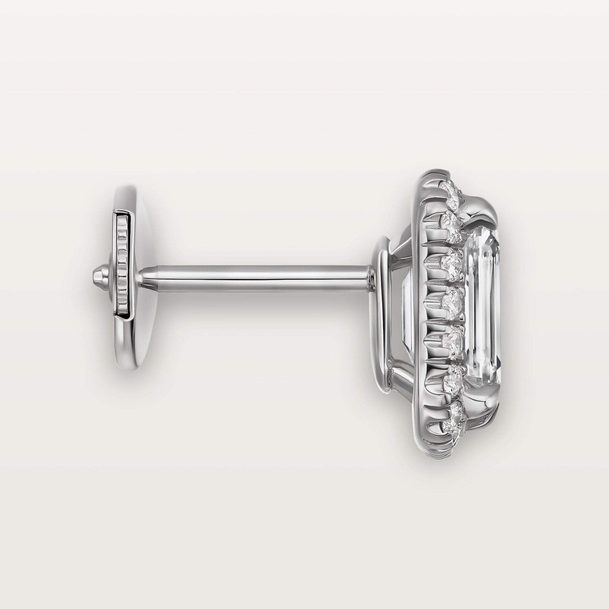 Cartier Destin&eacute;e stud earrings, 2 emerald-cut diamonds, paved