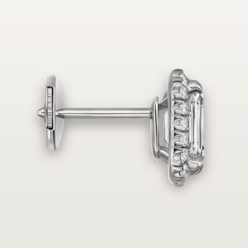 Cartier Destinée stud earrings, 2 emerald-cut diamonds, paved Cartier Destinée stud earrings, 2 emerald-cut diamonds, paved