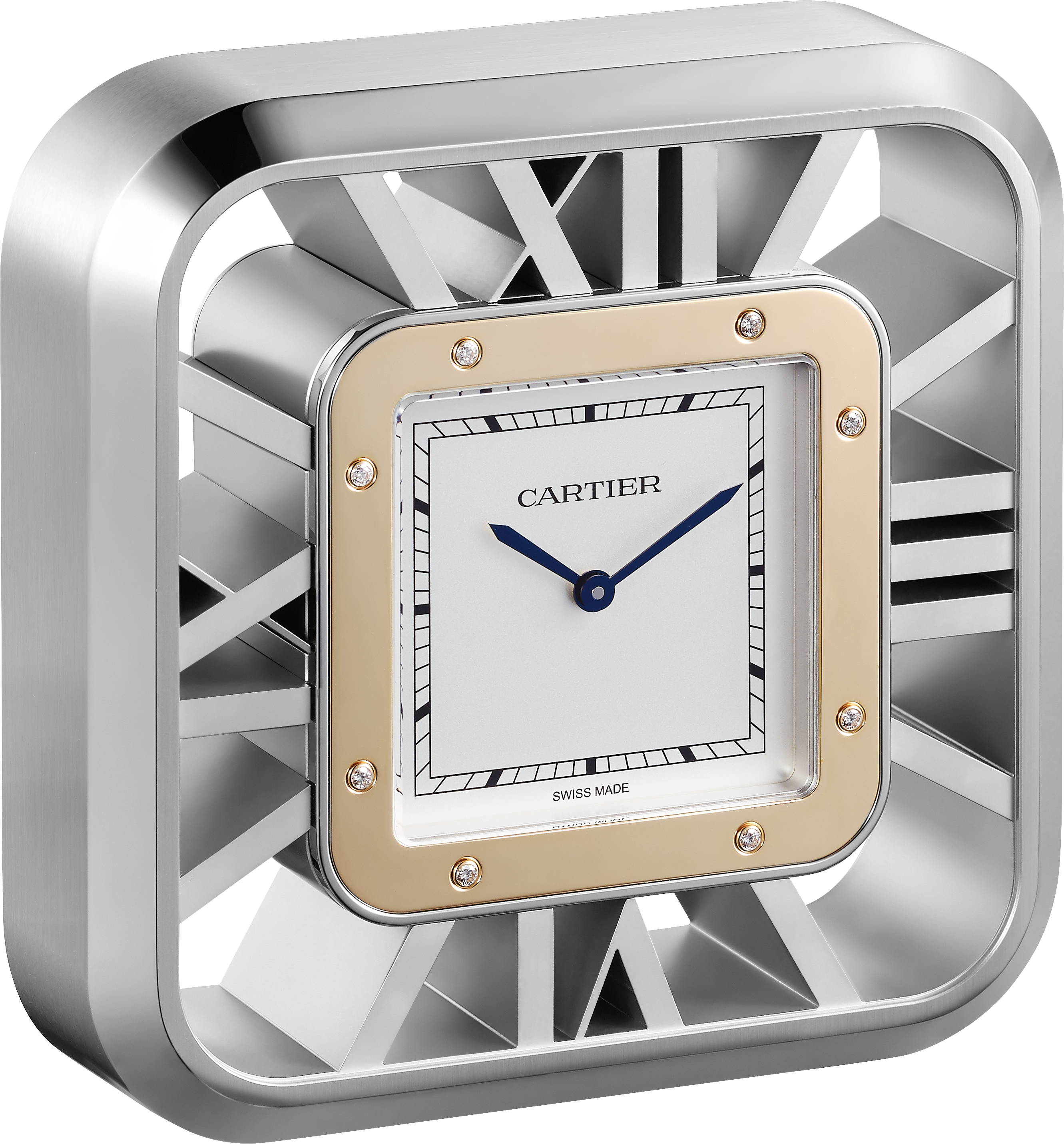 ساعة حائط/طاولة صغيرة استثنائية التصميم "سانتوس 100 سكيليتون"