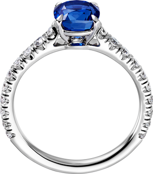 1895 solitaire, cushion-cut sapphire, paved  1895 solitaire, cushion-cut sapphire, paved