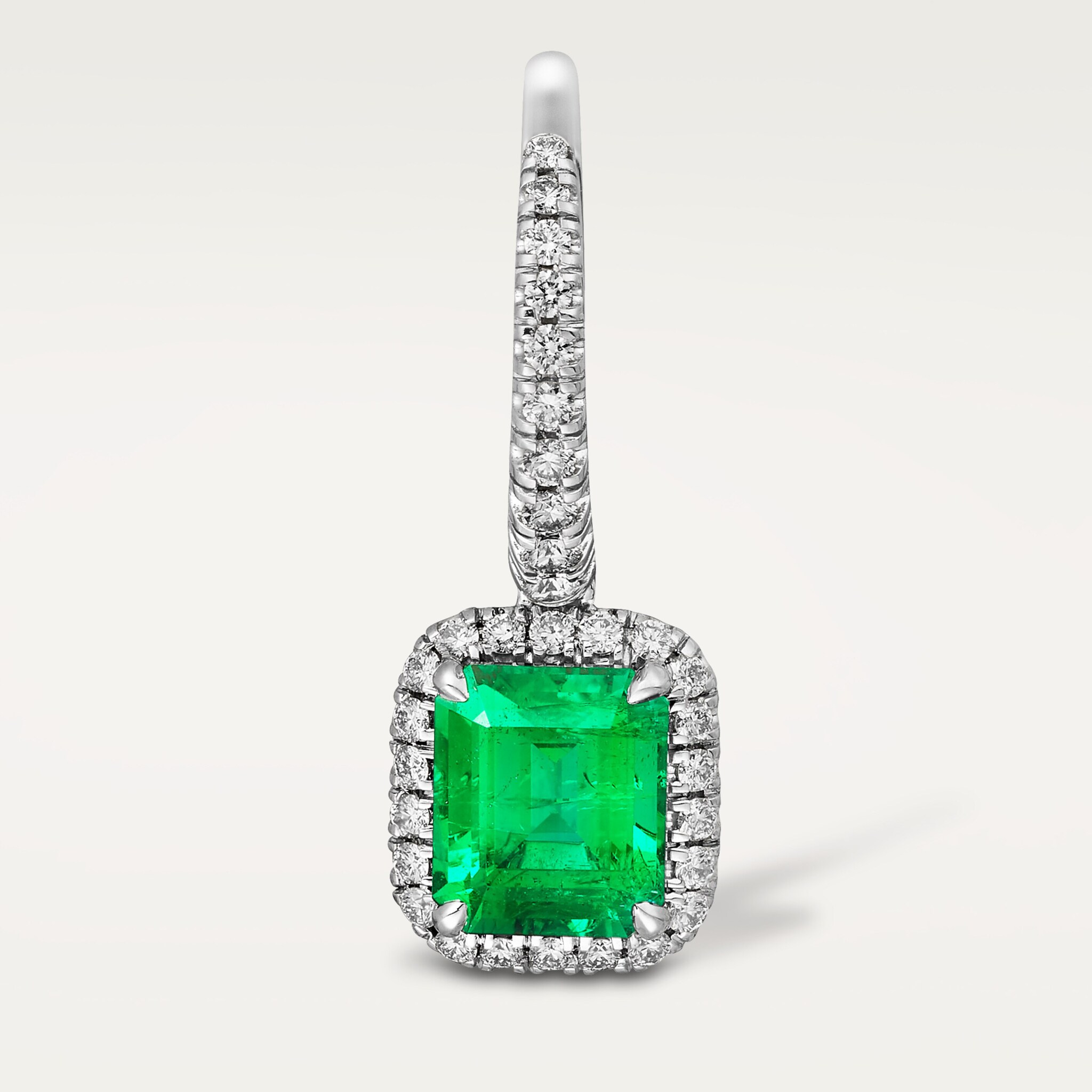 Cartier Destin&eacute;e sleeper earrings, 2 emerald-cut emeralds, paved, image 5