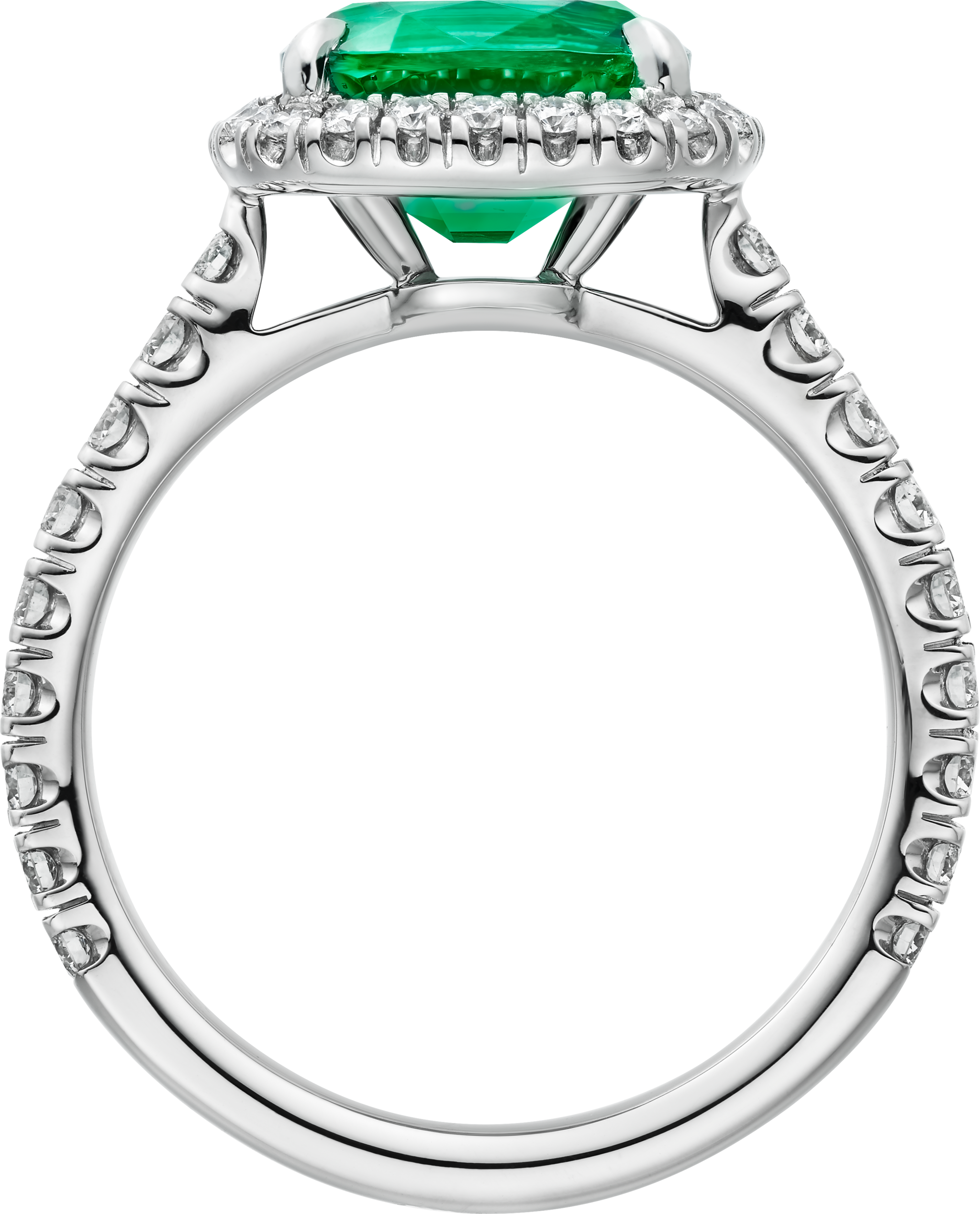 Cartier Destin&eacute;e solitaire, cushion-cut emerald, paved 