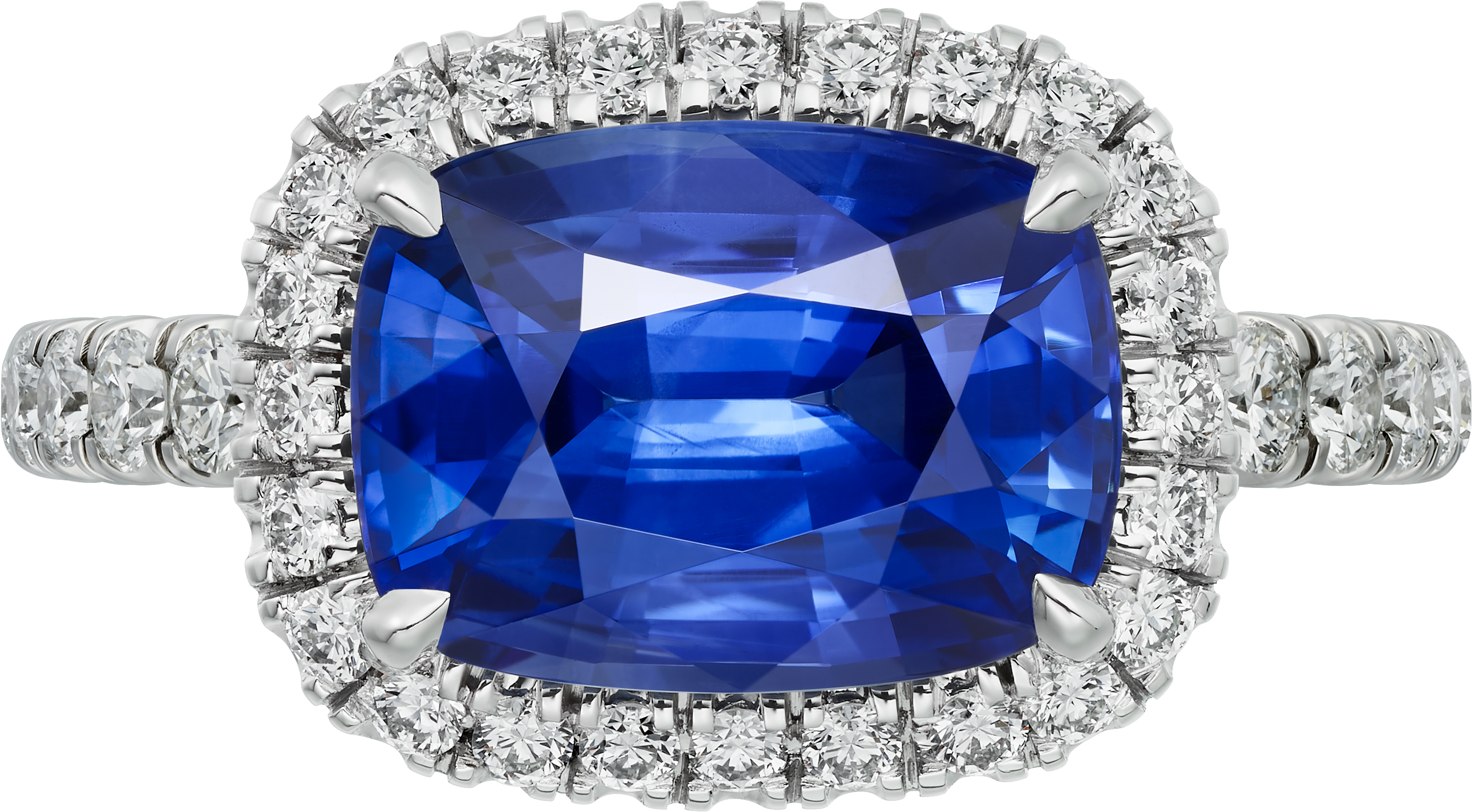 Cartier Destin&eacute;e solitaire, cushion-cut sapphire, paved 