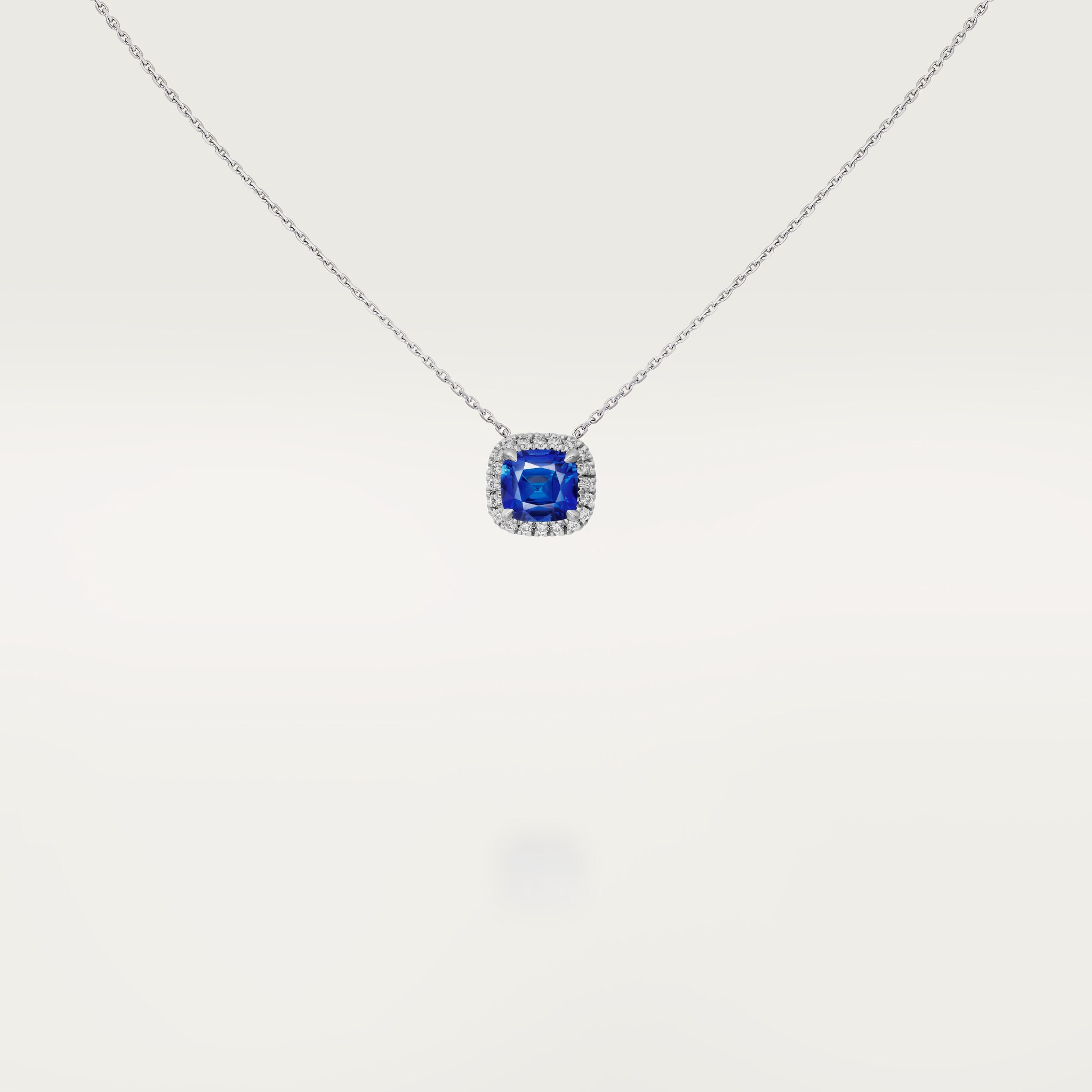 Cartier Destin&eacute;e pendant, cushion-cut sapphire, paved 