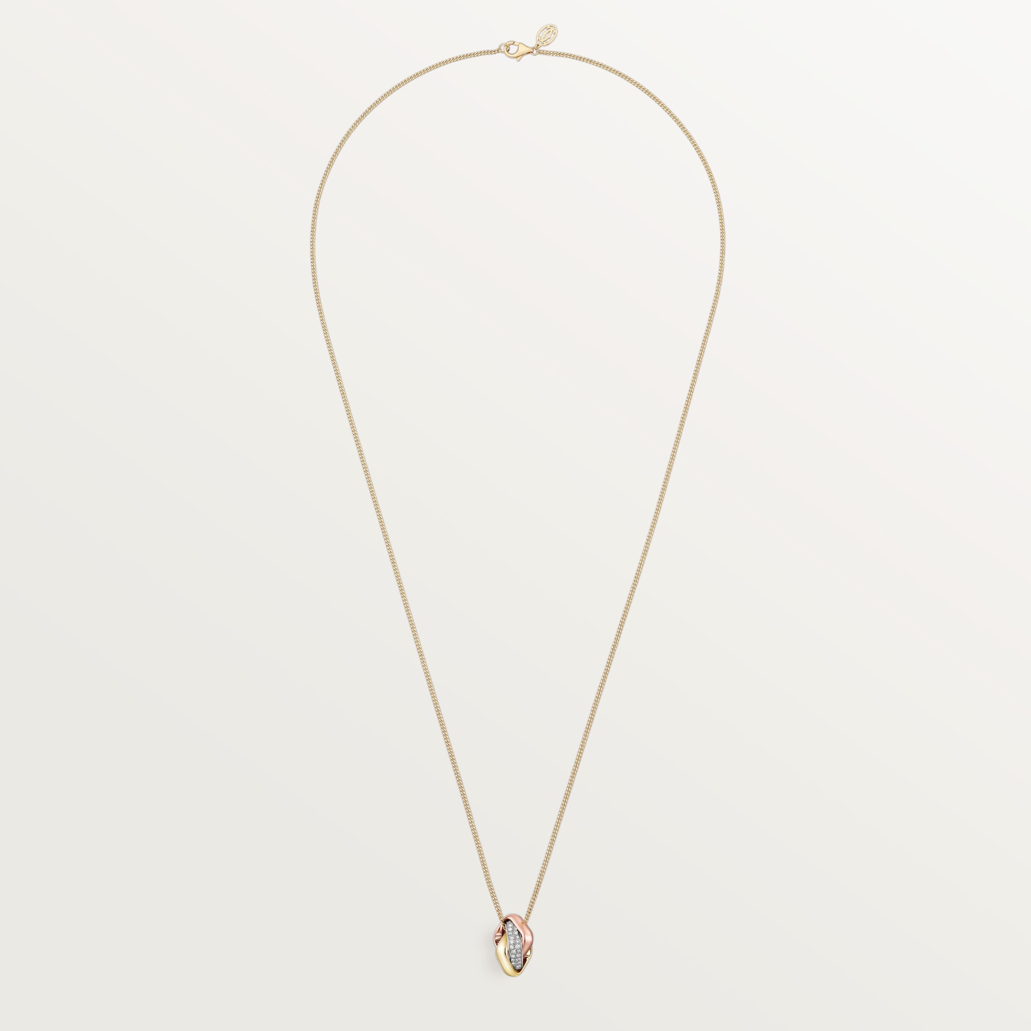 Trinity pendant, cushion-shaped, half-paved