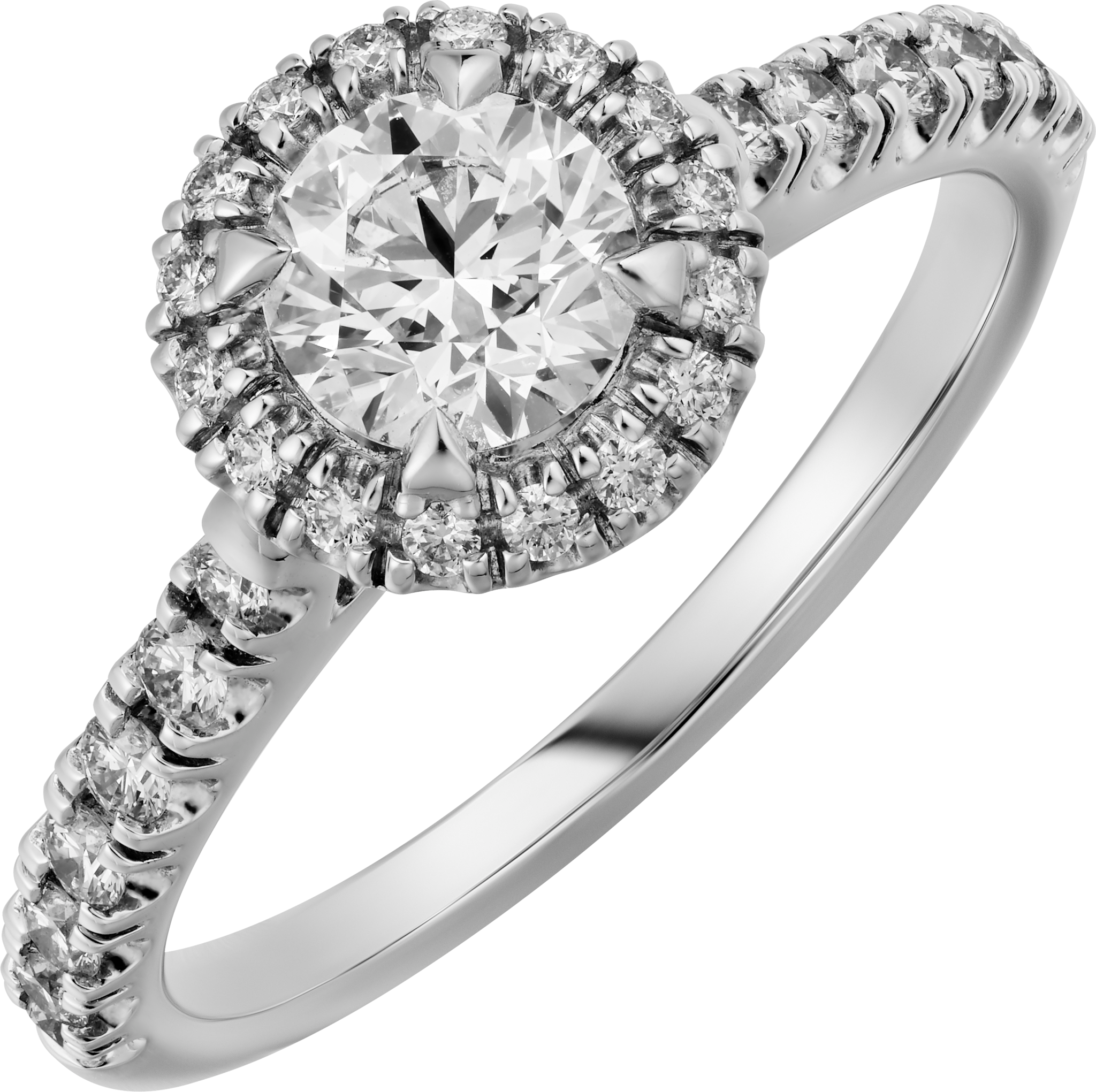 خاتم سوليتير "كارتييه دِستينيه"، ماسة بقطع بريانت الحديث البرّاق، مرصوف 