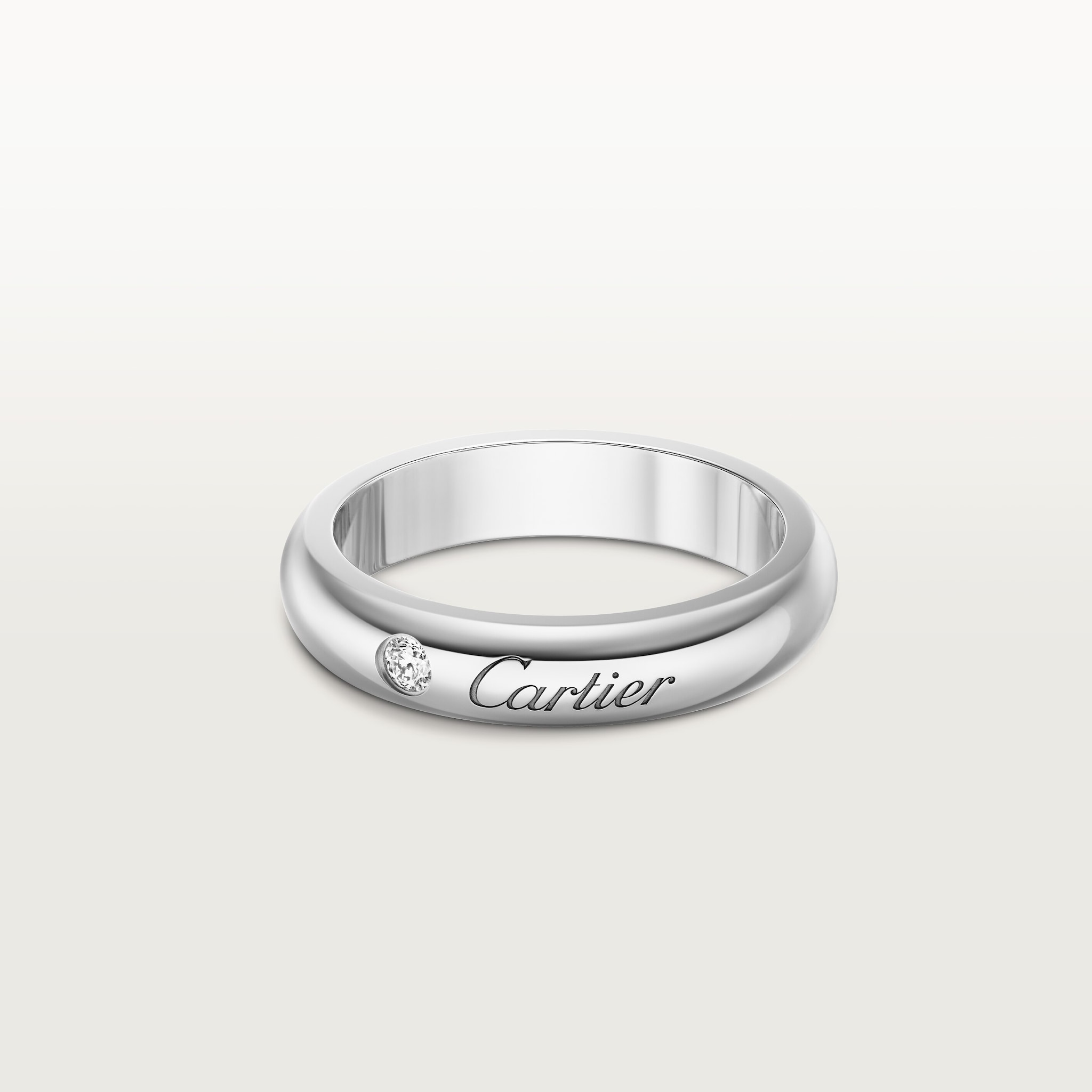 C de Cartier wedding band, 4 mm width, 1 diamond