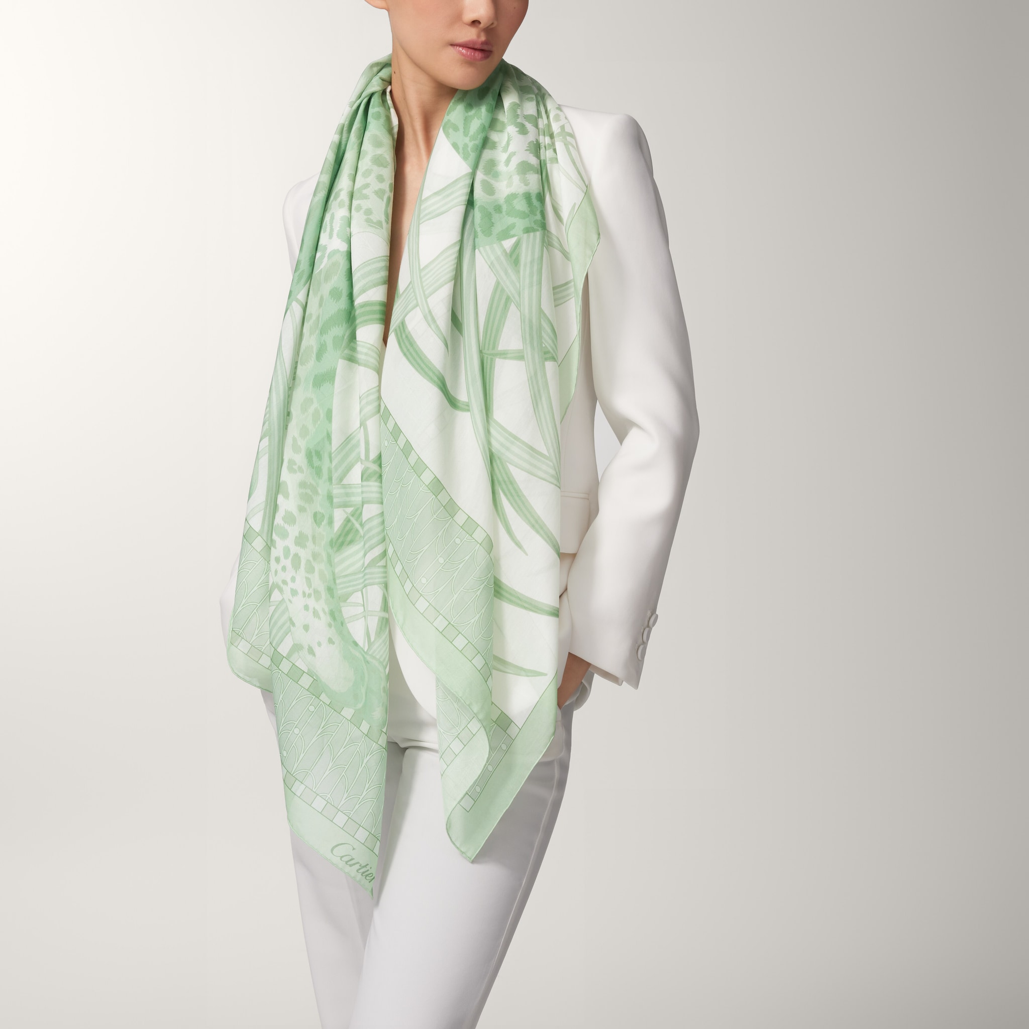 Rectangular scarf, Panther in the Jungle