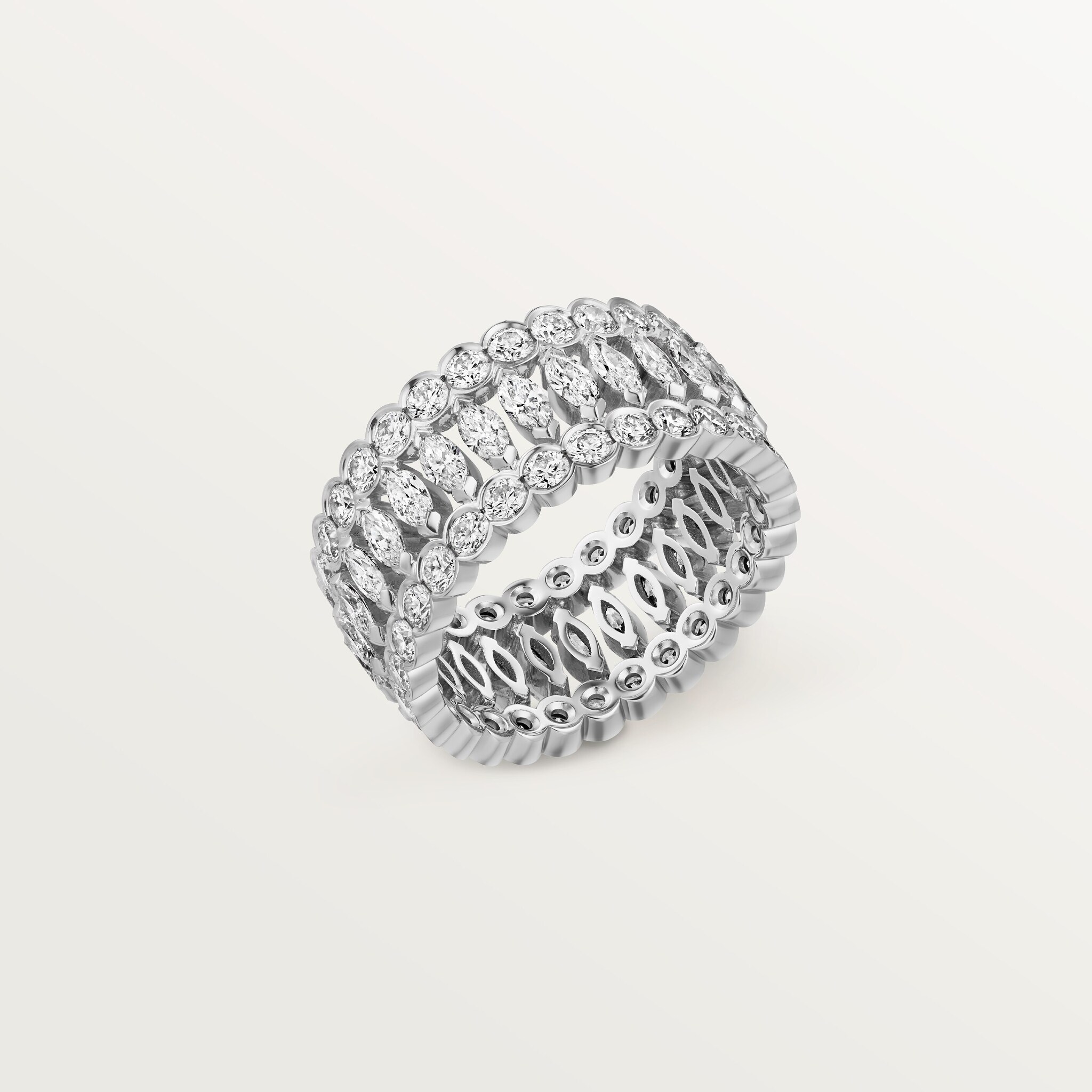 Broderie de Cartier ring, triple row, diamonds