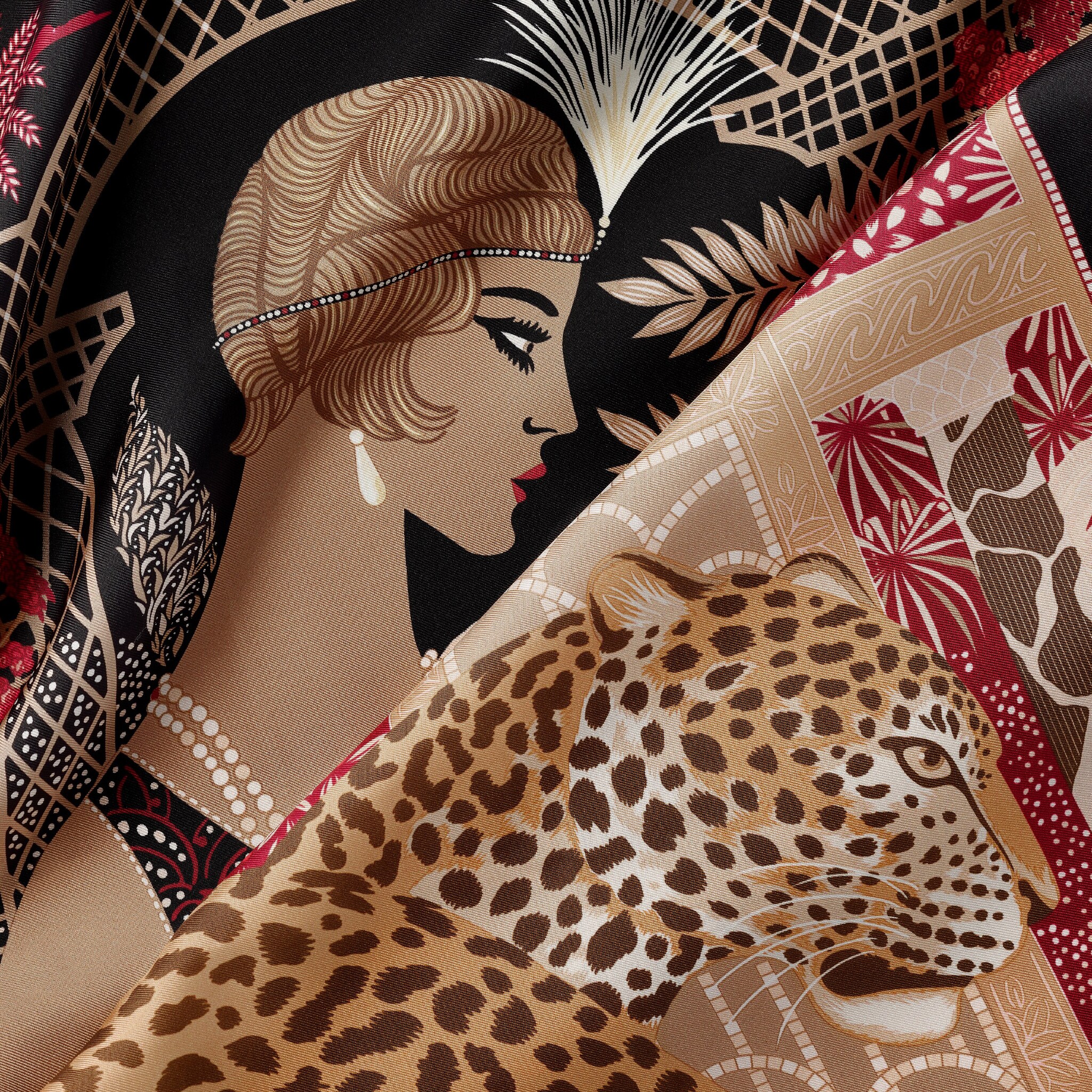 90 scarf, Woman with a Panther