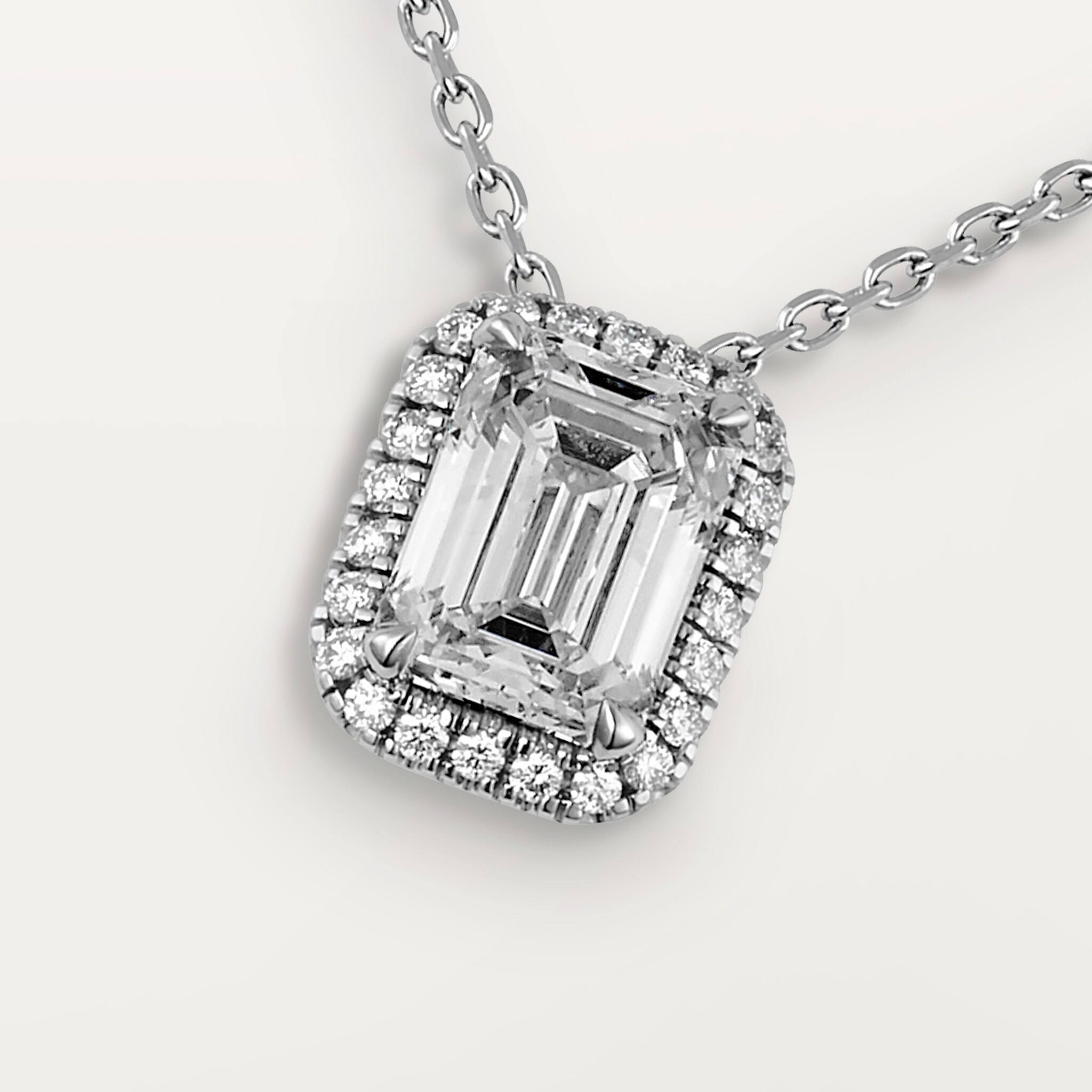 Cartier Destin&eacute;e pendant, emerald-cut diamond, paved 