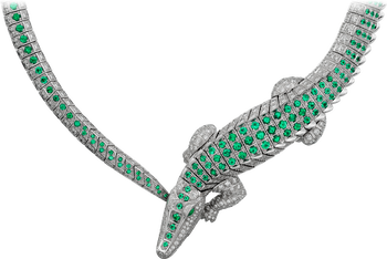 Faune et Flore de Cartier necklace, emeralds, paved  Faune et Flore de Cartier necklace, emeralds, paved