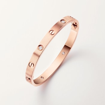 Bracelet #LOVE#, modèle classique, finition brossée, 4 diamants