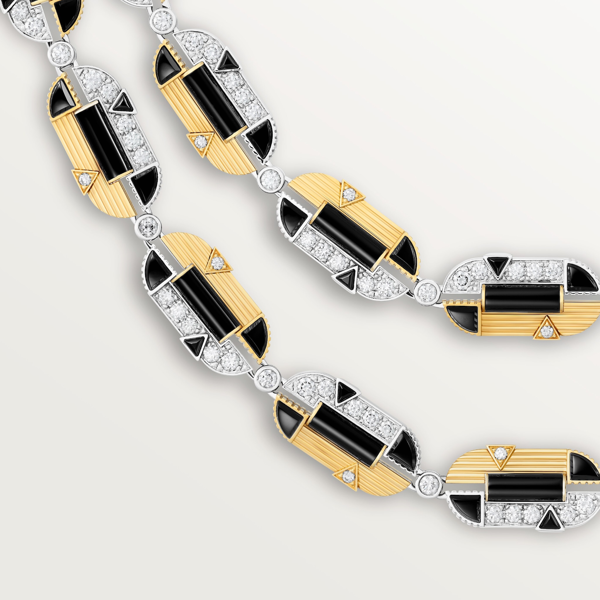 G&eacute;om&eacute;trie & Contrastes necklace, onyx, transformable, paved, image 7