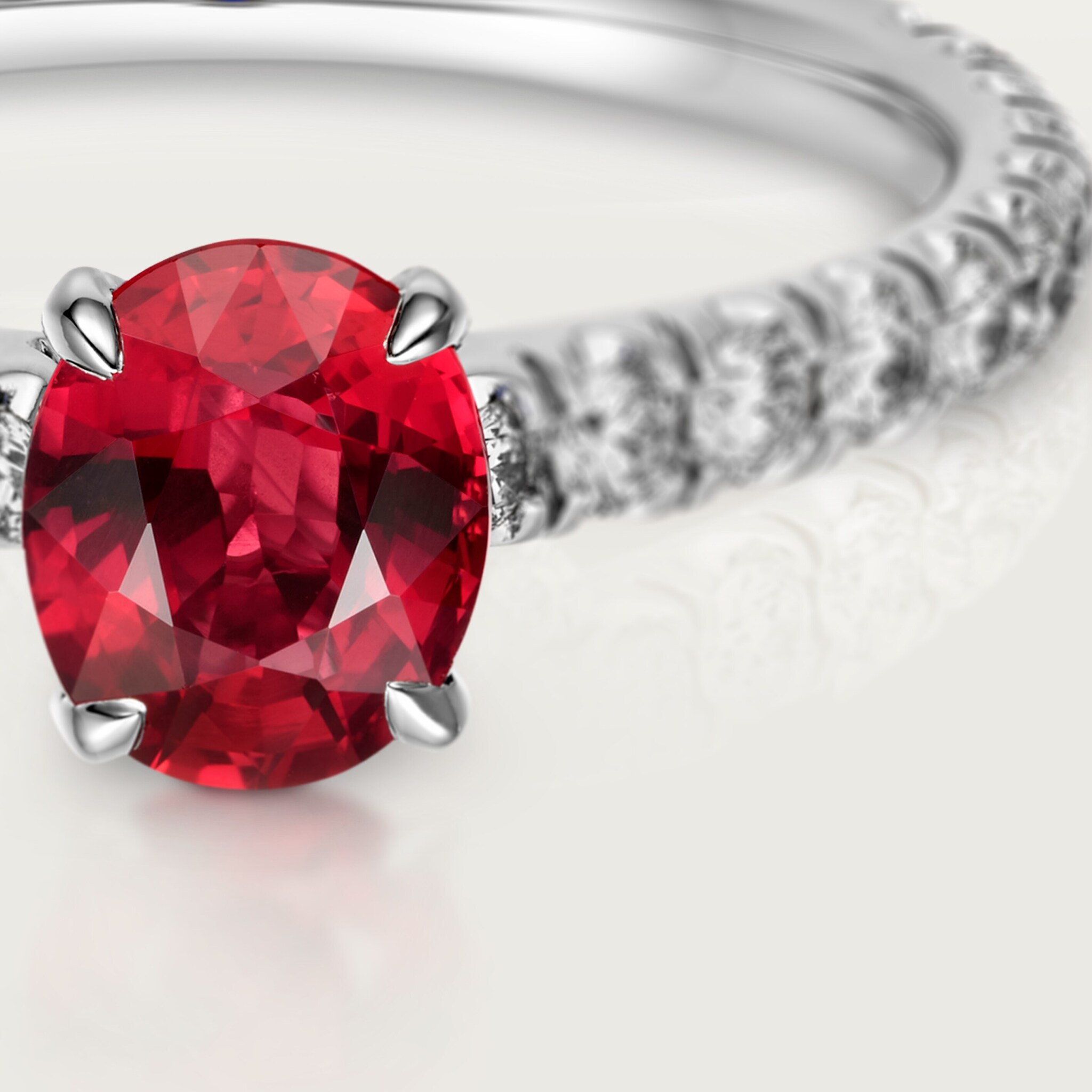 1895 solitaire, oval-cut ruby, paved , image 5