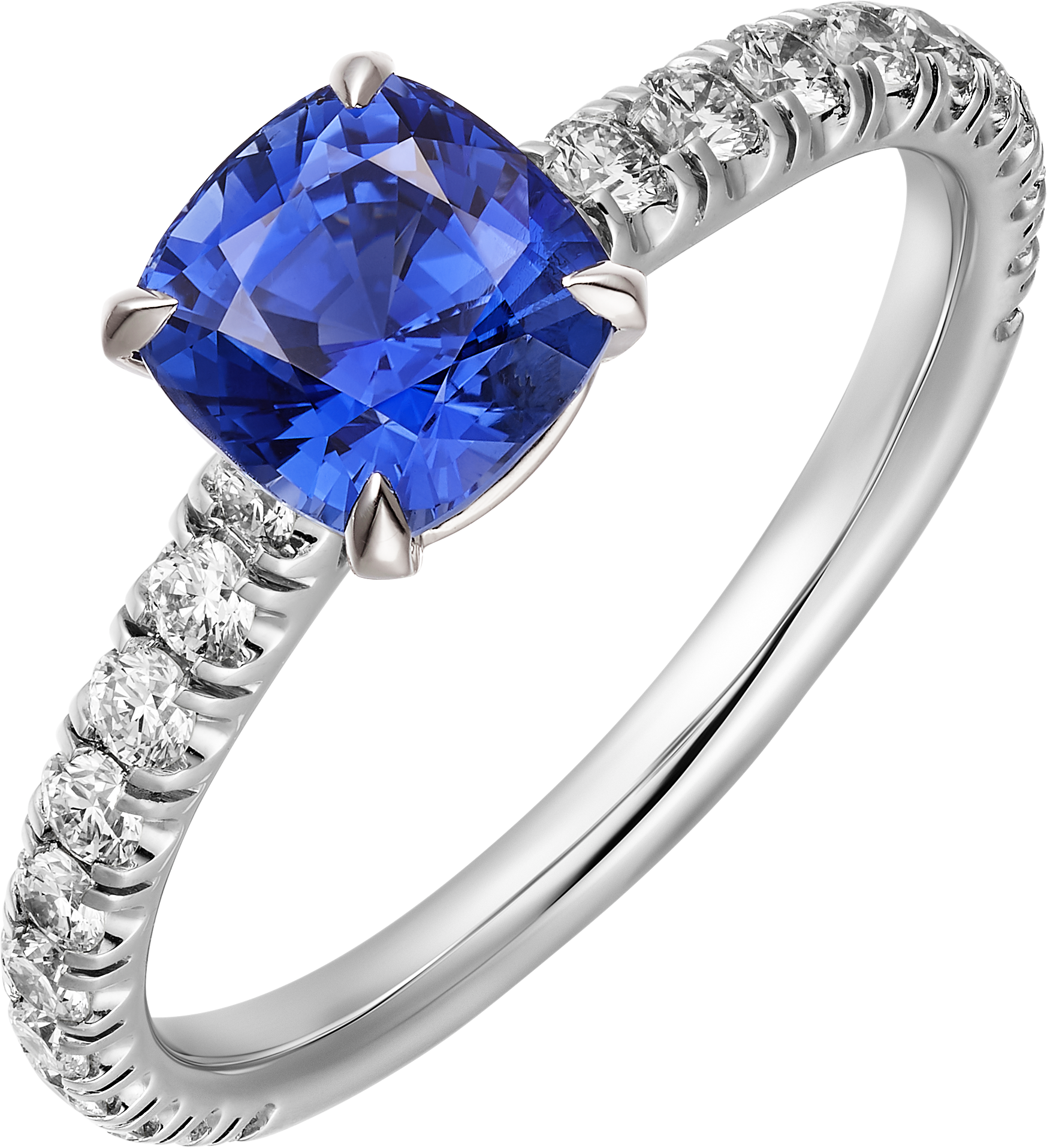 1895 solitaire, cushion-cut sapphire, paved 