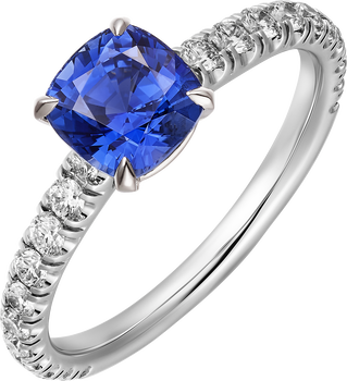 1895 solitaire, cushion-cut sapphire, paved  1895 solitaire, cushion-cut sapphire, paved