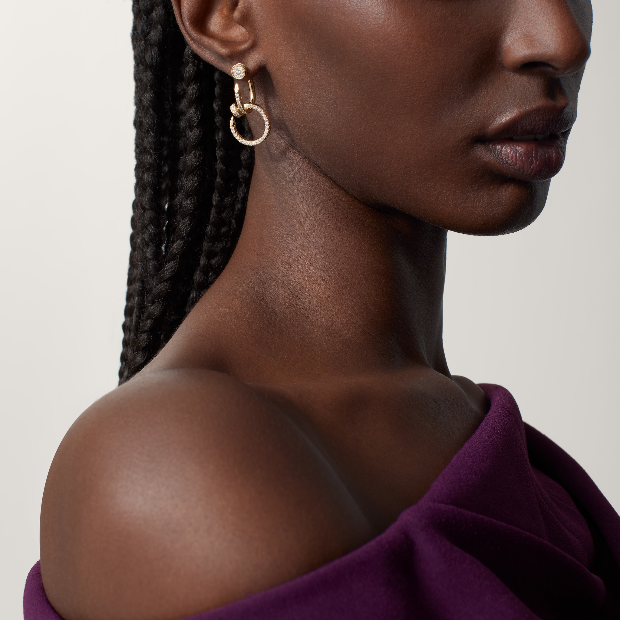 Juste un Clou earrings, double, paved