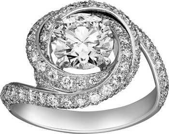 Trinity Ruban solitaire, brilliant-cut diamond, paved  Trinity Ruban solitaire, brilliant-cut diamond, paved