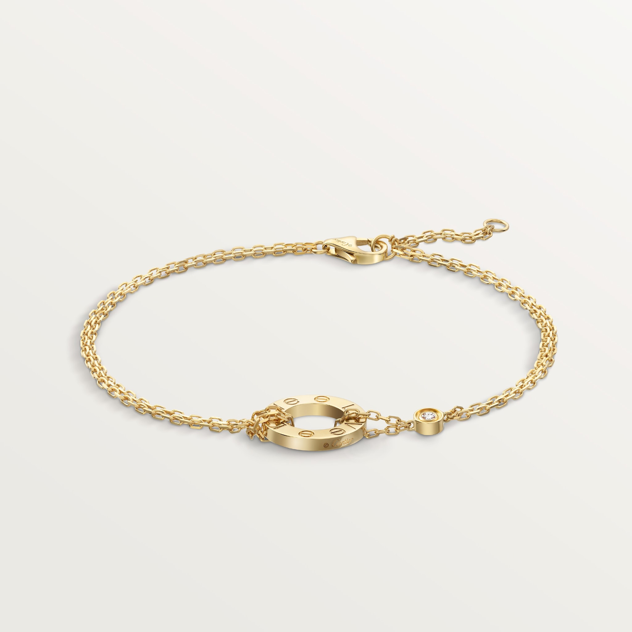 #LOVE# bracelet, on chain, 2 diamonds