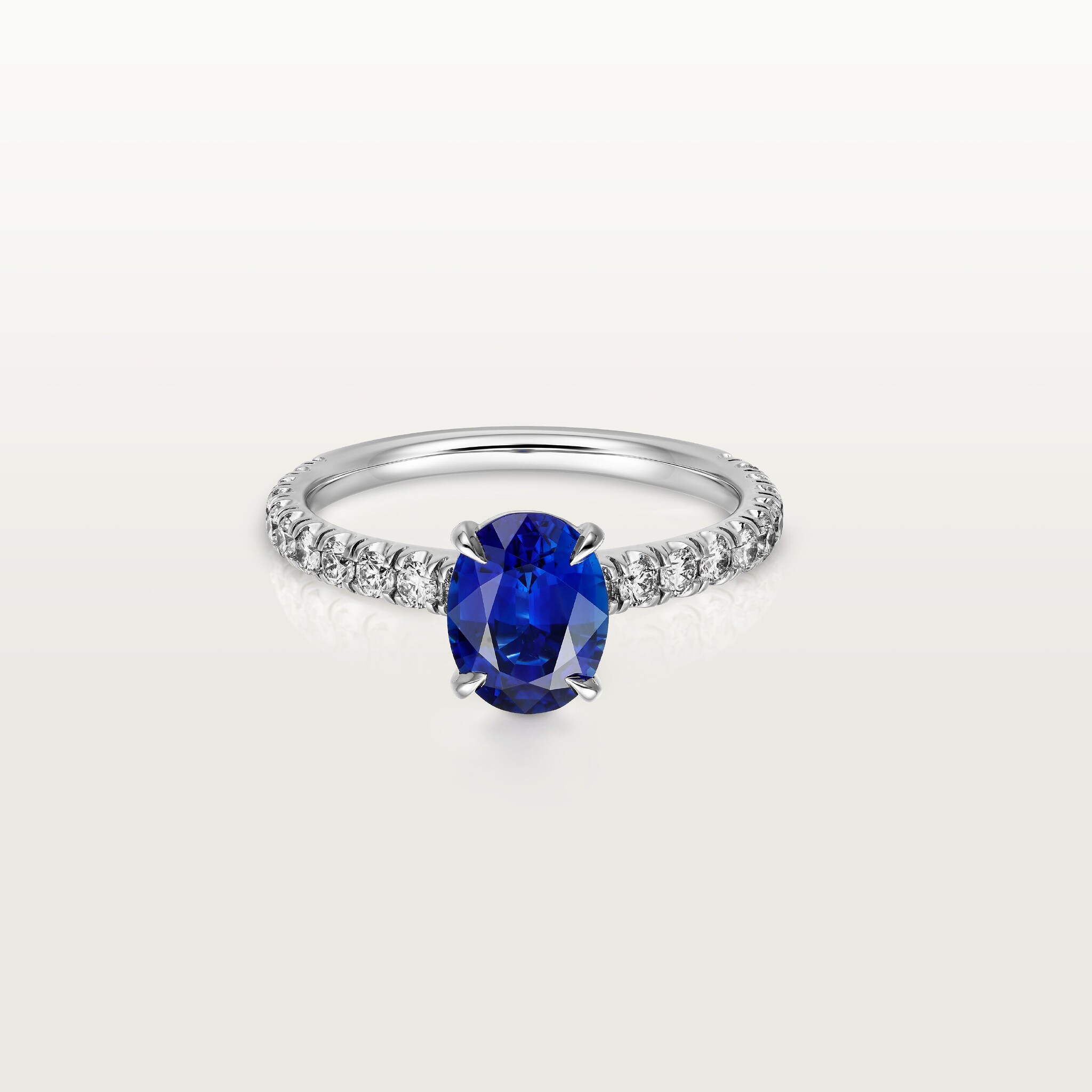 1895 solitaire, oval-cut sapphire, paved 
