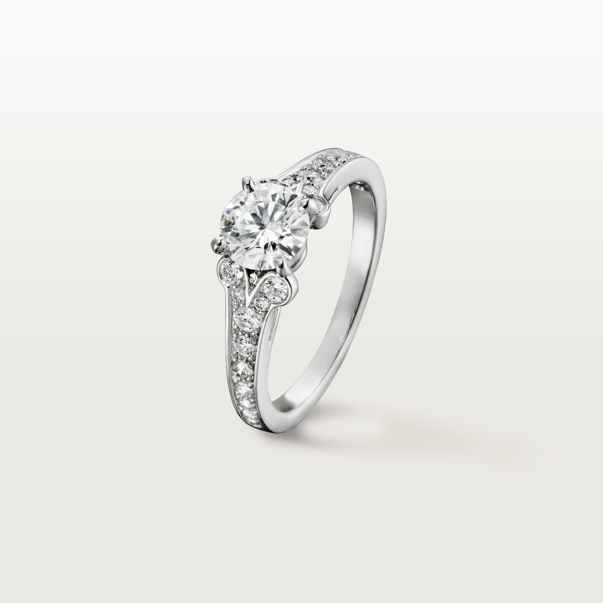 Ballerine solitaire, brilliant-cut diamond, paved 