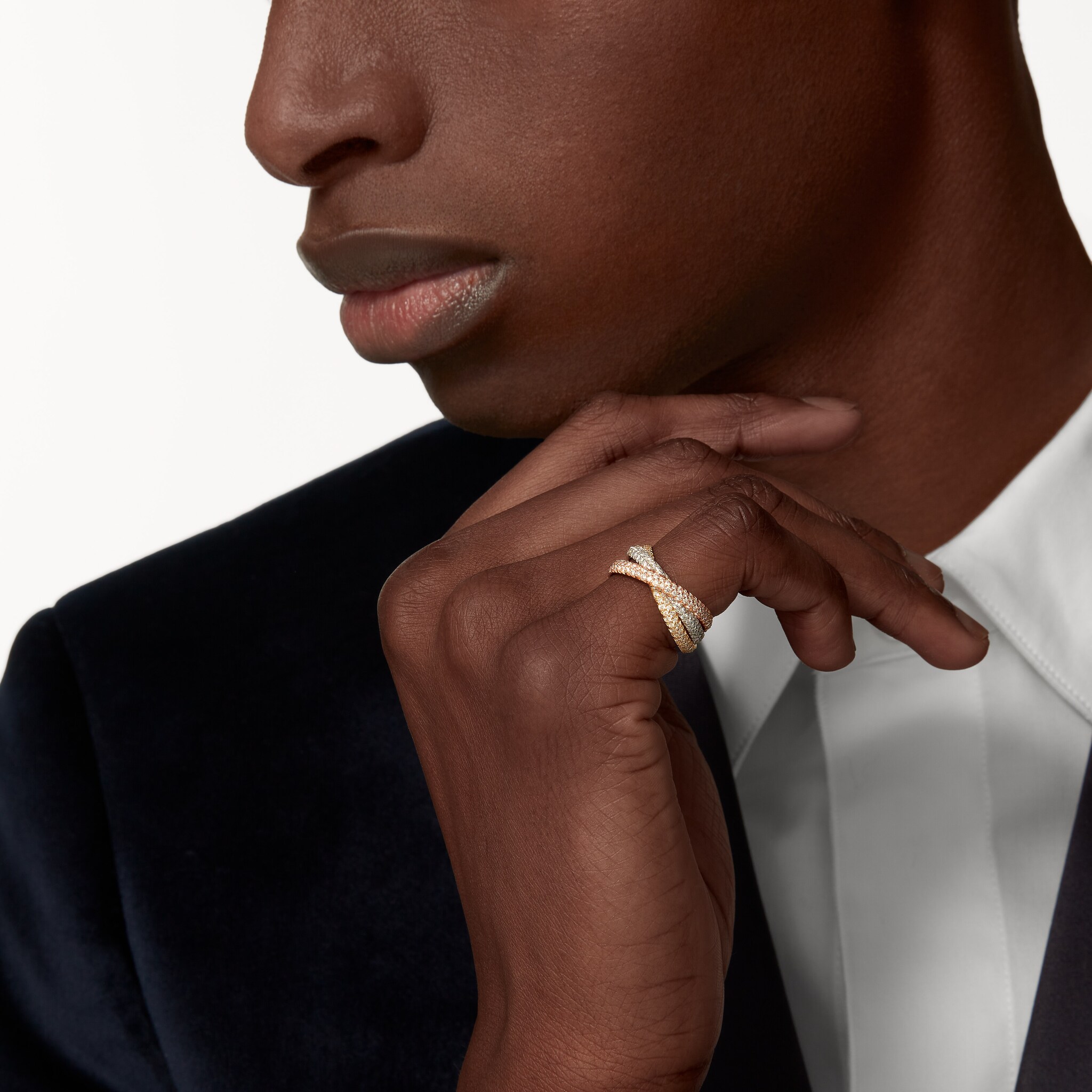 cartier pave trinity ring