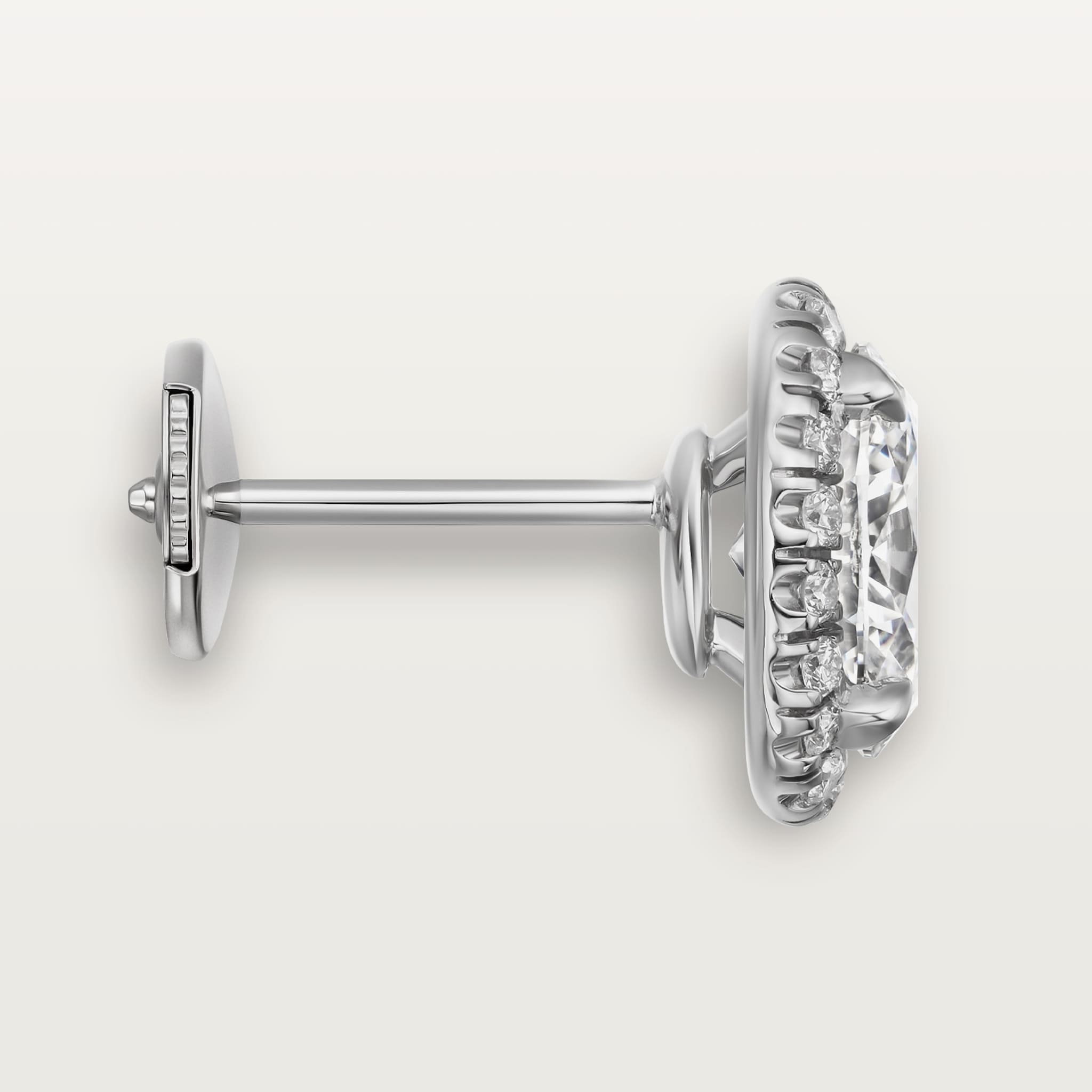Cartier Destin&eacute;e stud earrings, 2 oval-cut diamonds, paved