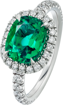 Cartier Destinée solitaire, cushion-cut emerald, paved  Cartier Destinée solitaire, cushion-cut emerald, paved