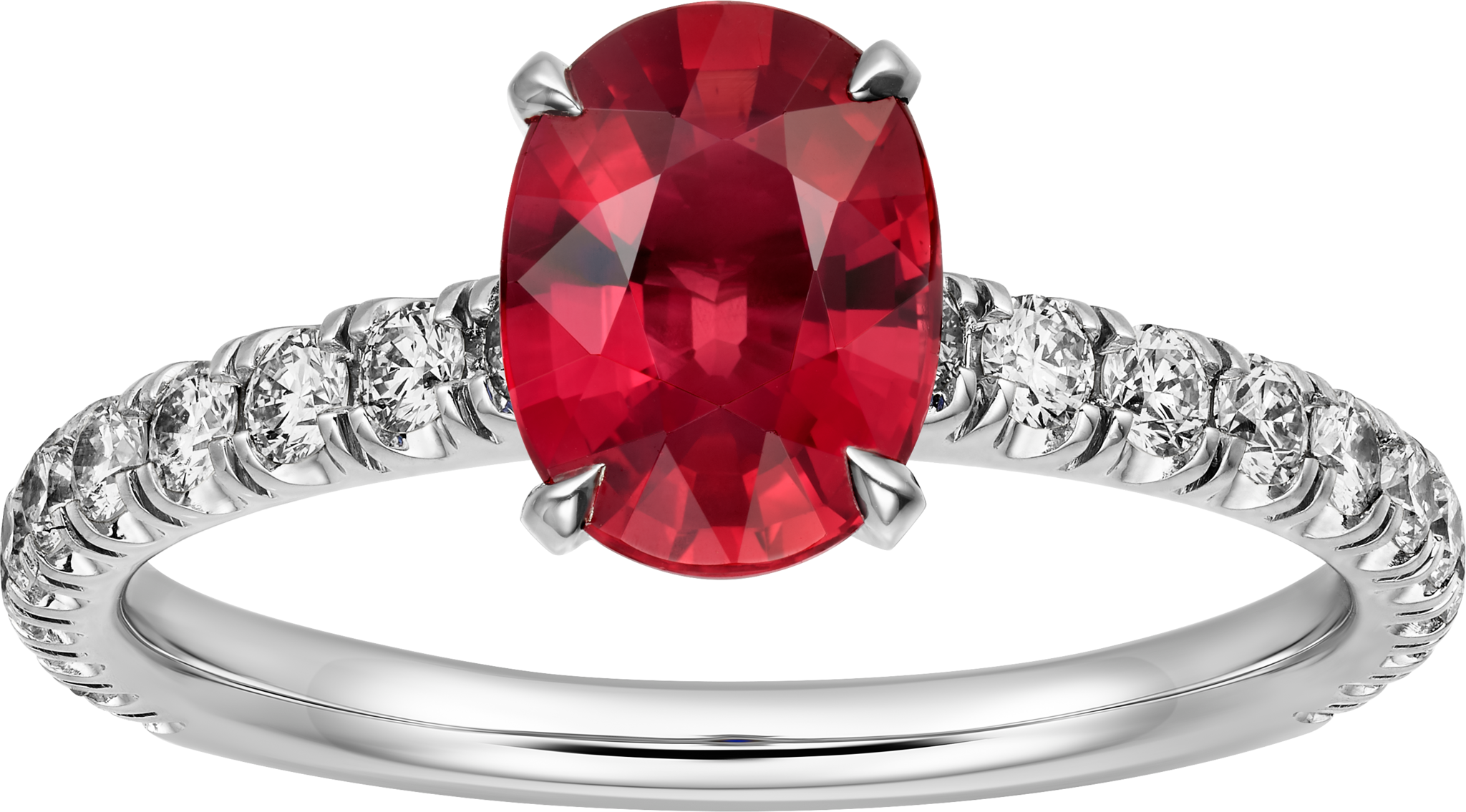 1895 solitaire, oval-cut ruby, paved , image 1