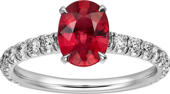 1895 solitaire, oval-cut ruby, paved  1895 solitaire, oval-cut ruby, paved