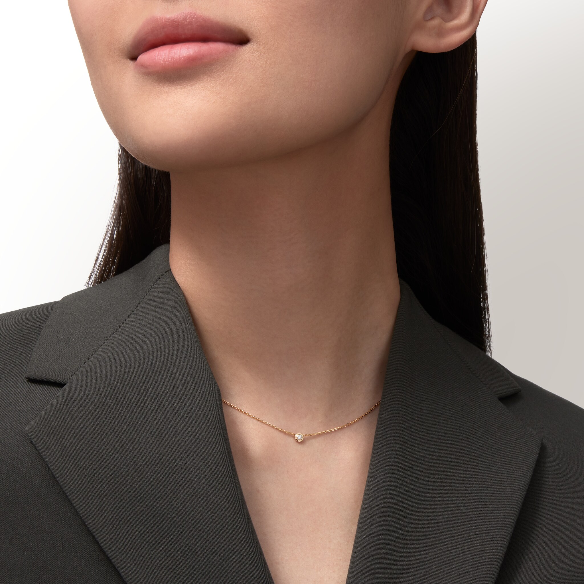 CRB7224517 - Diamants Légers necklace XS - Yellow gold, diamond