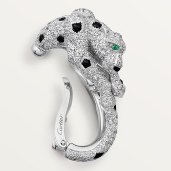 Panthère de Cartier earrings, cushion-cut ruby, paved Panthère de Cartier earrings, cushion-cut ruby, paved