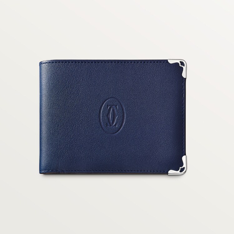 CRL3001649 6 Credit Card Wallet Must de Cartier Blue calfskin stainless steel finish Cartier