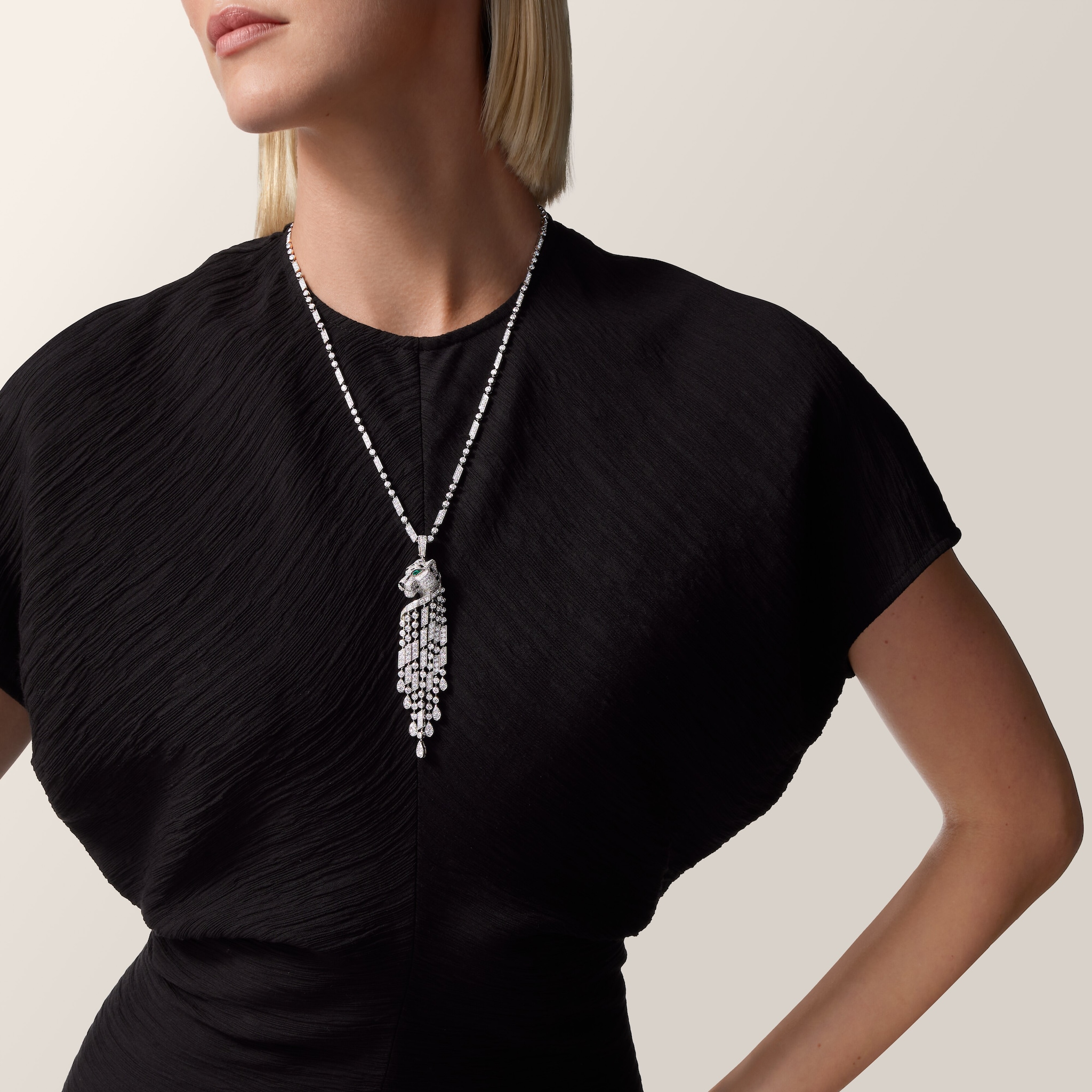 Panth&egrave;re de Cartier long necklace, large model, paved 
