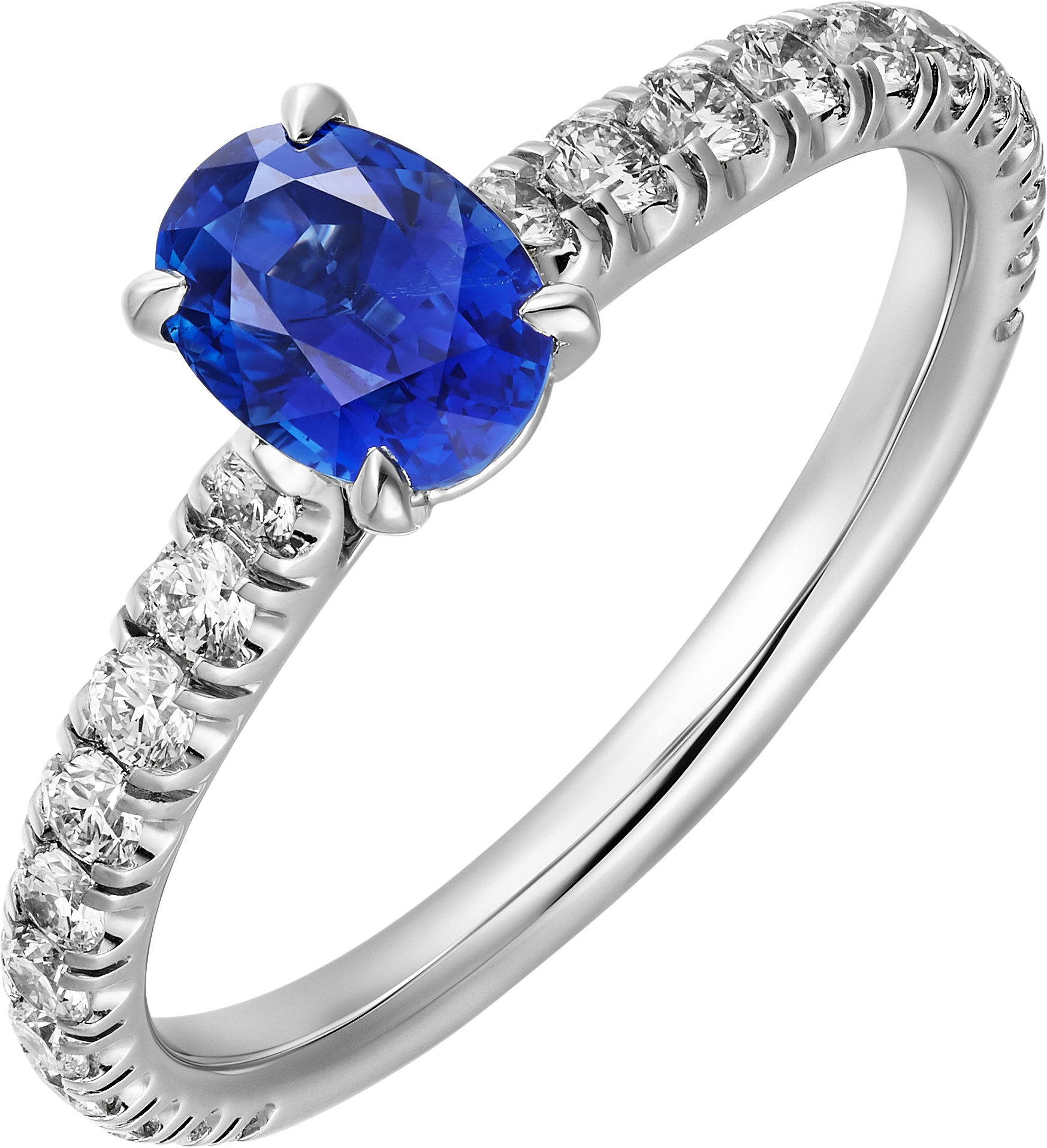 1895 solitaire, oval-cut sapphire, paved 